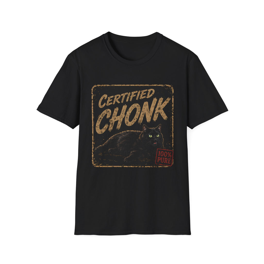 Certified Chonk Cat T-Shirt | Retro Black Cat Illustration
