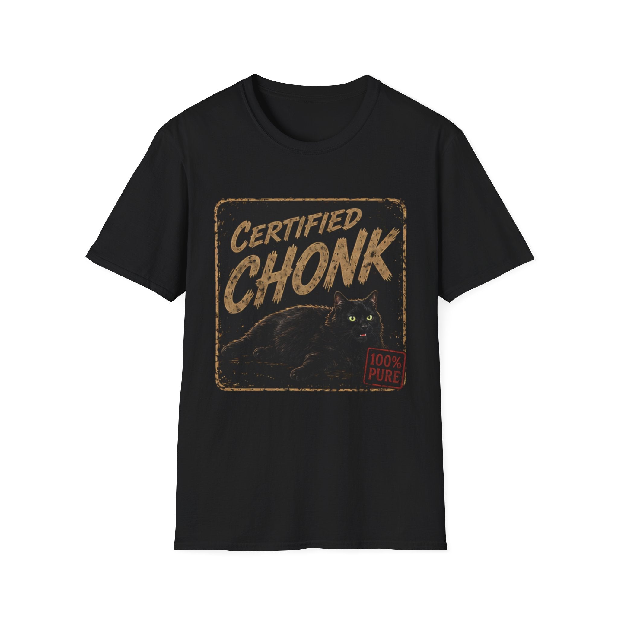 Certified Chonk Cat T-Shirt | Retro Black Cat Illustration