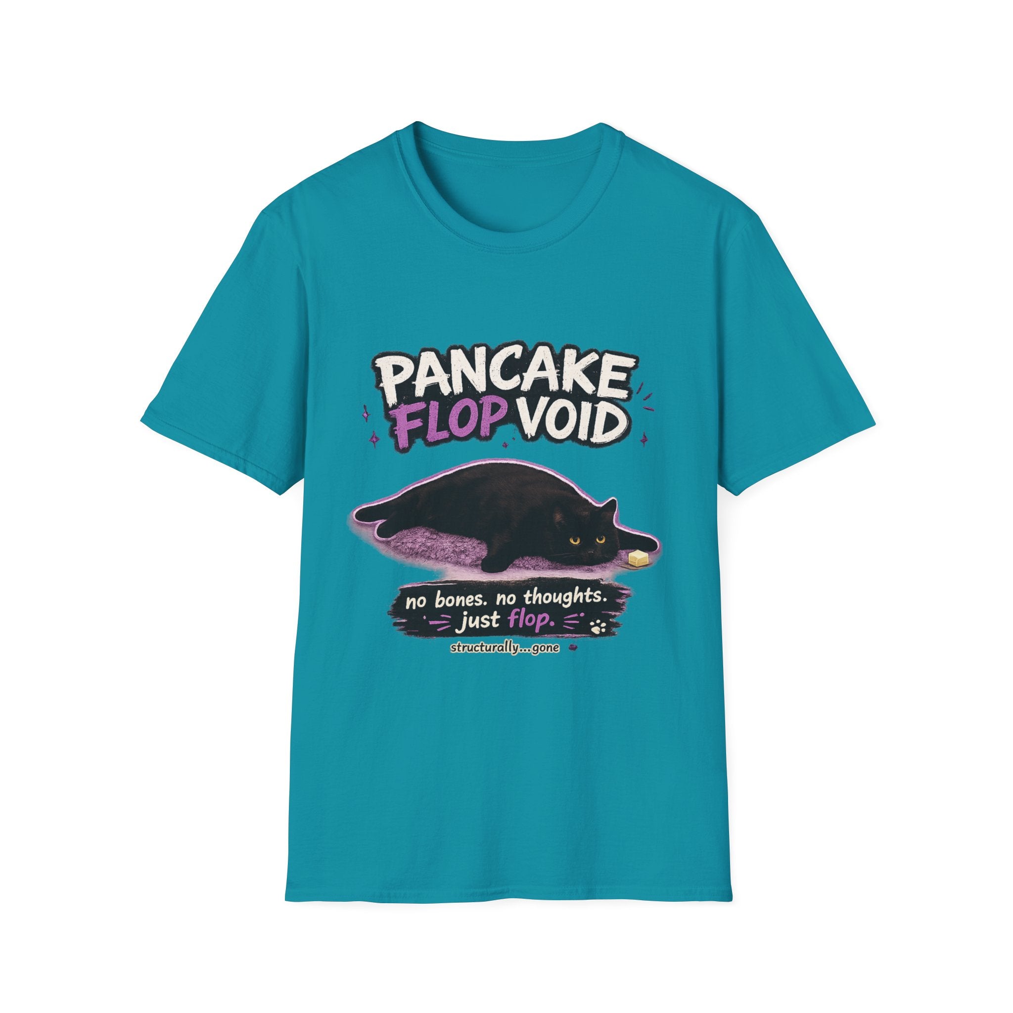 Pancake Flop Void cat graphic T-Shirt | no bones no thoughts just flop