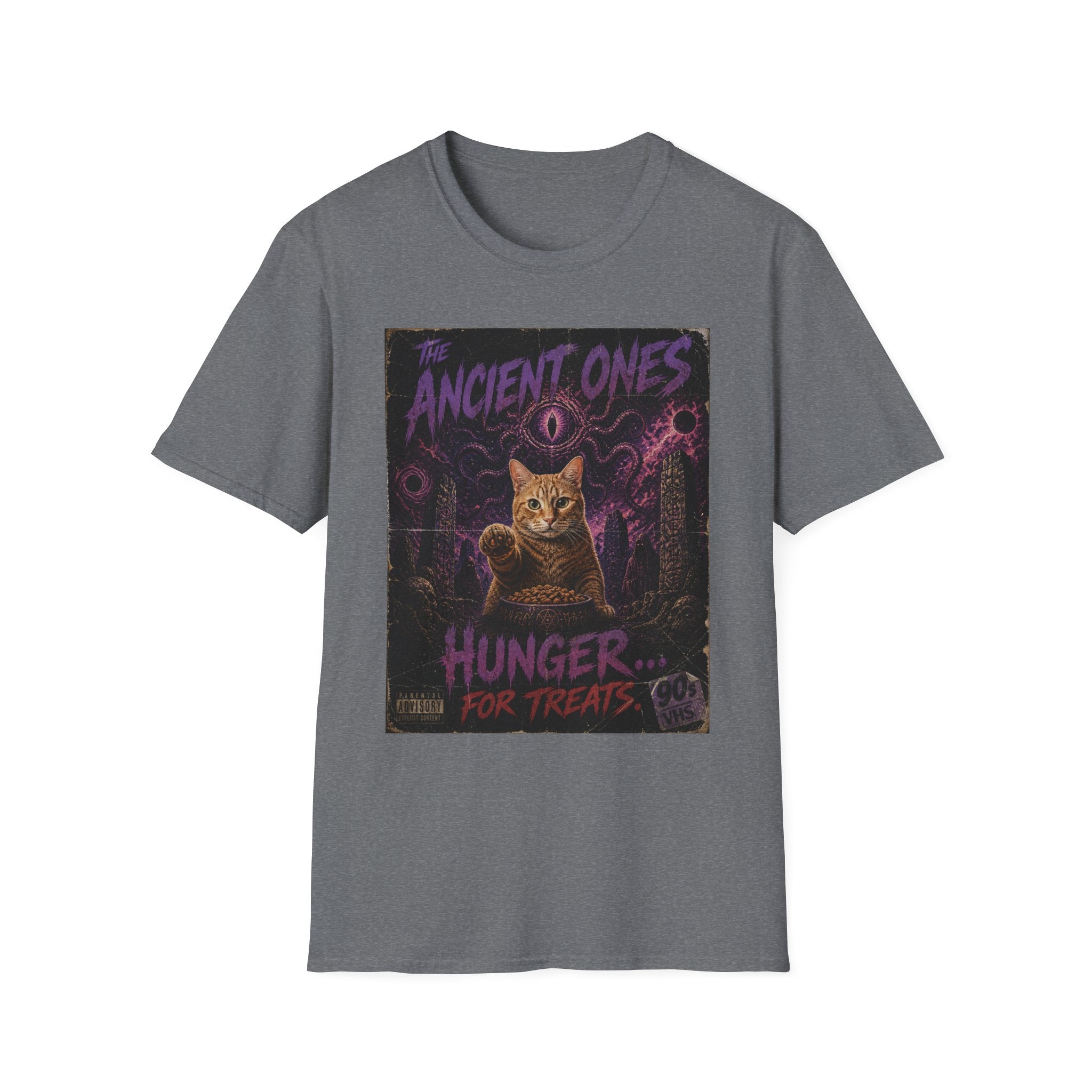 Ancient Ones Cat Horror Poster T-Shirt | Cthulhu Cat Hunger for Treats