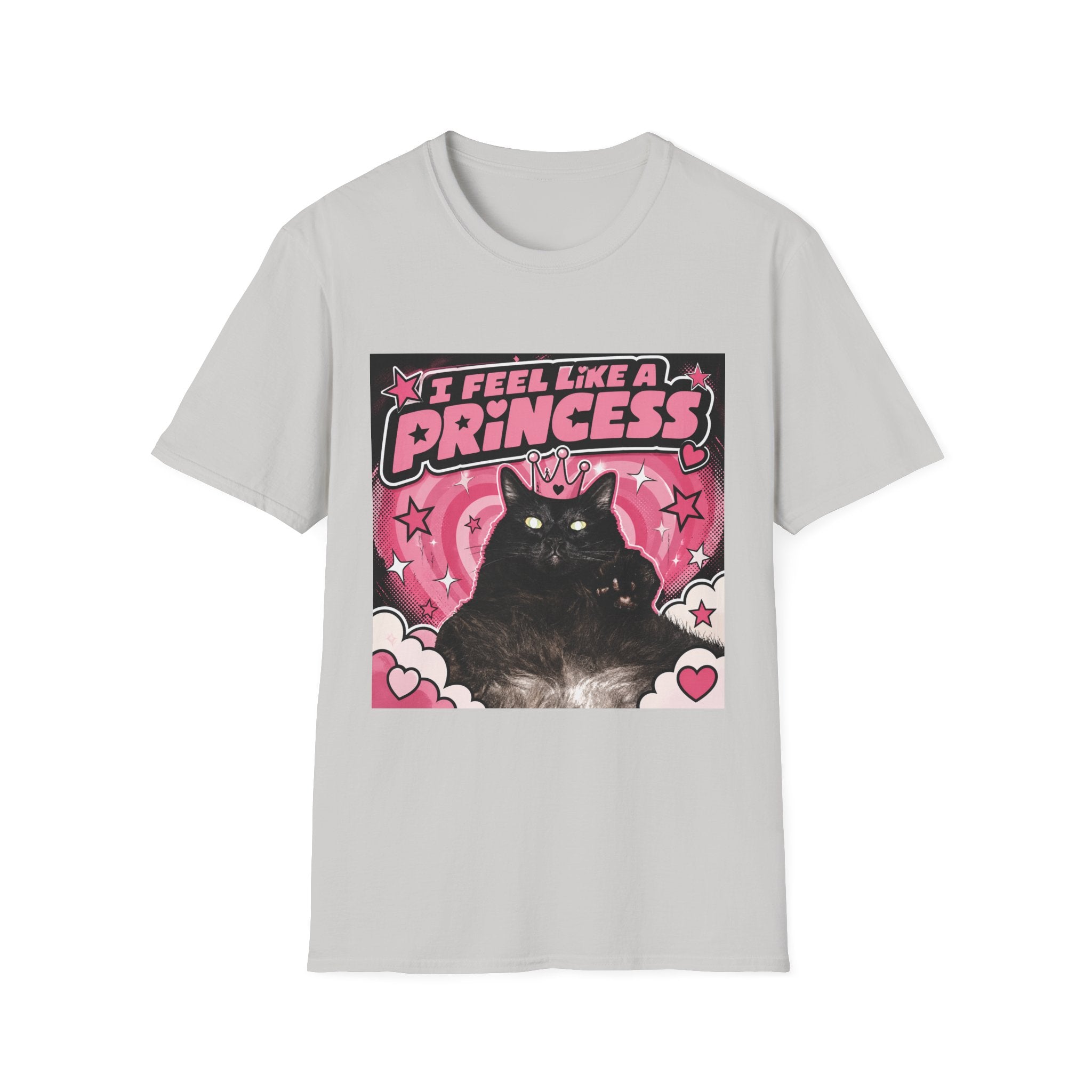 I Feel Like a Princess cat T-Shirt | Black Cat, Pink Retro Design