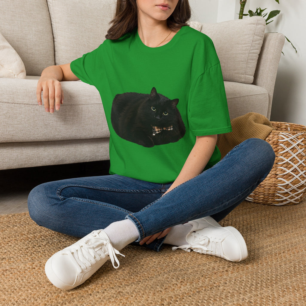 Peeking Black Cat T-Shirt | Minimal Cat Illustration
