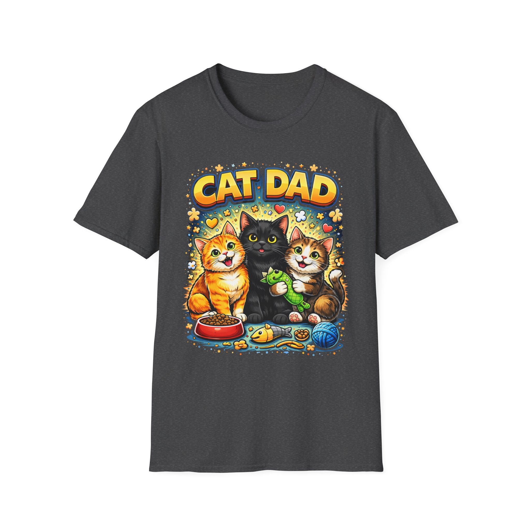 Cat Dad graphic T-Shirt | Cute kittens, colorful illustration, pet lover tee