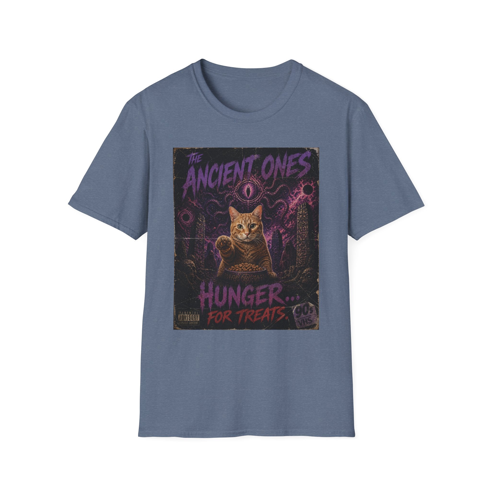 Ancient Ones Cat Horror Poster T-Shirt | Cthulhu Cat Hunger for Treats
