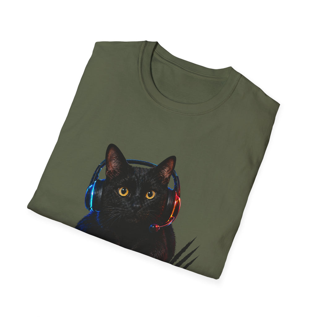 Black Cat with Headphones I Saw That T-Shirt | Funny Cat Tee