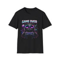 Game Over Cat Controller T-Shirt | Retro Neon Gamer Shirt