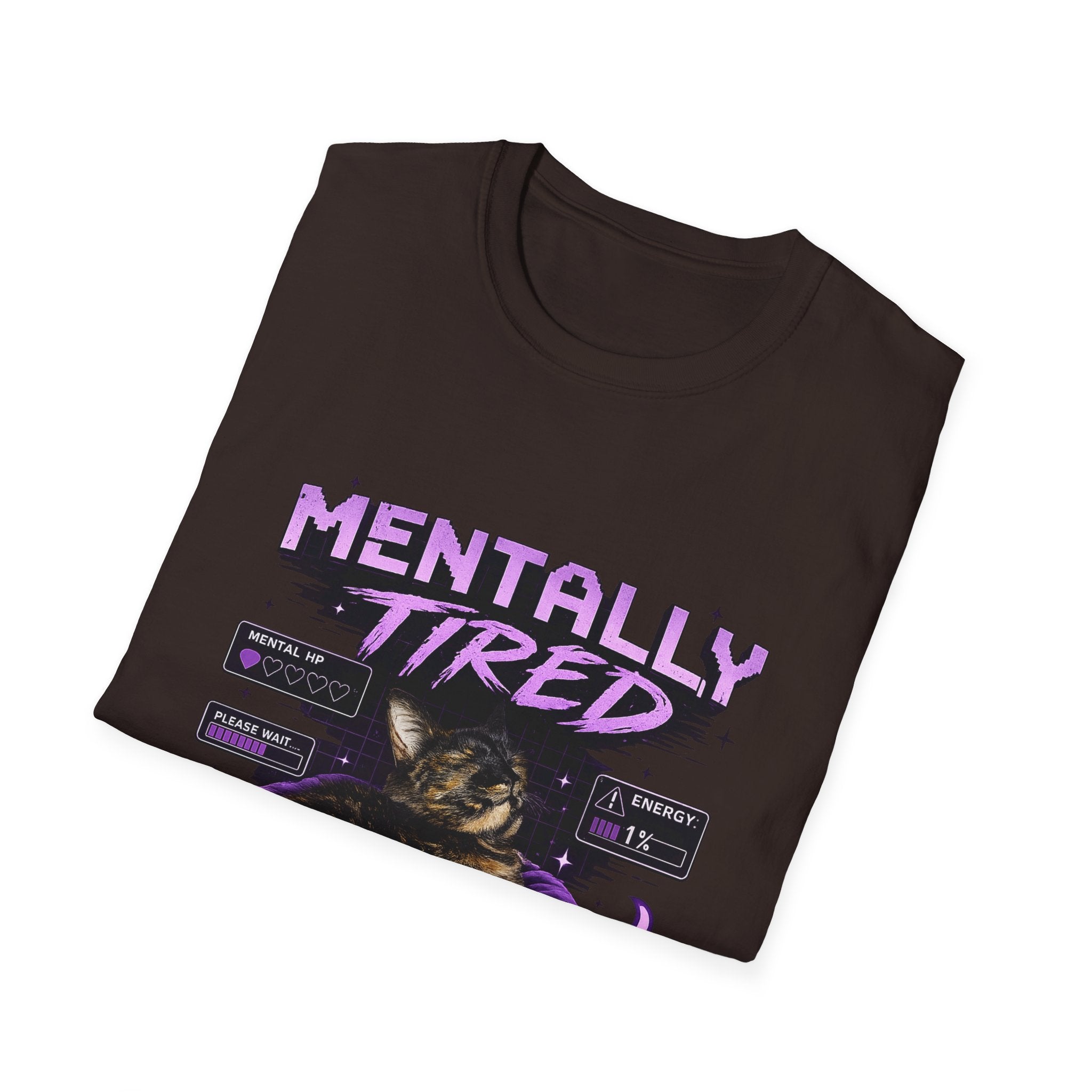 Mentally Tired Tortie Cat retro vaporwave T-Shirt | Vaporwave Cat Tee