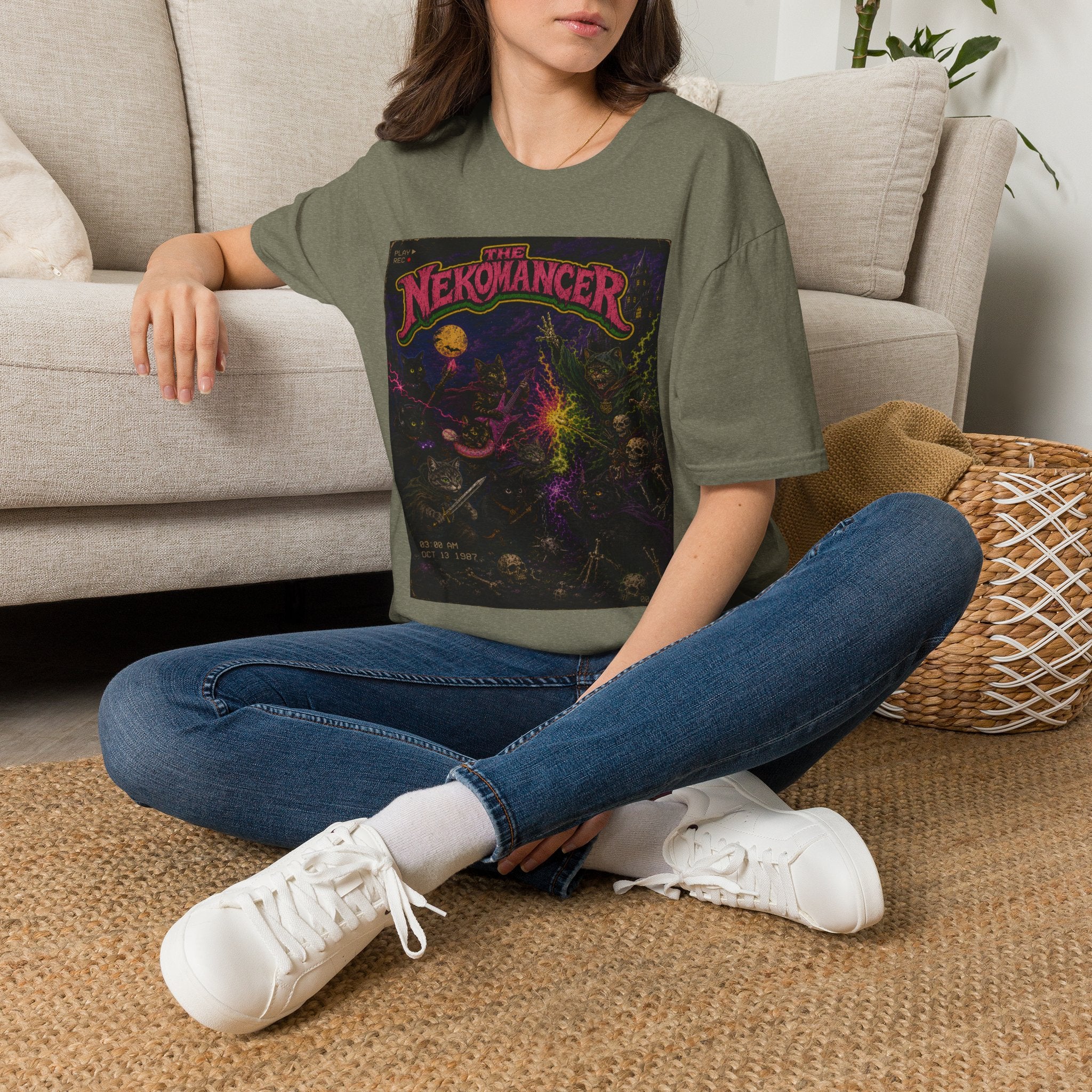 The Nekomancer T-Shirt | Cat Mage Spellbook Illustration