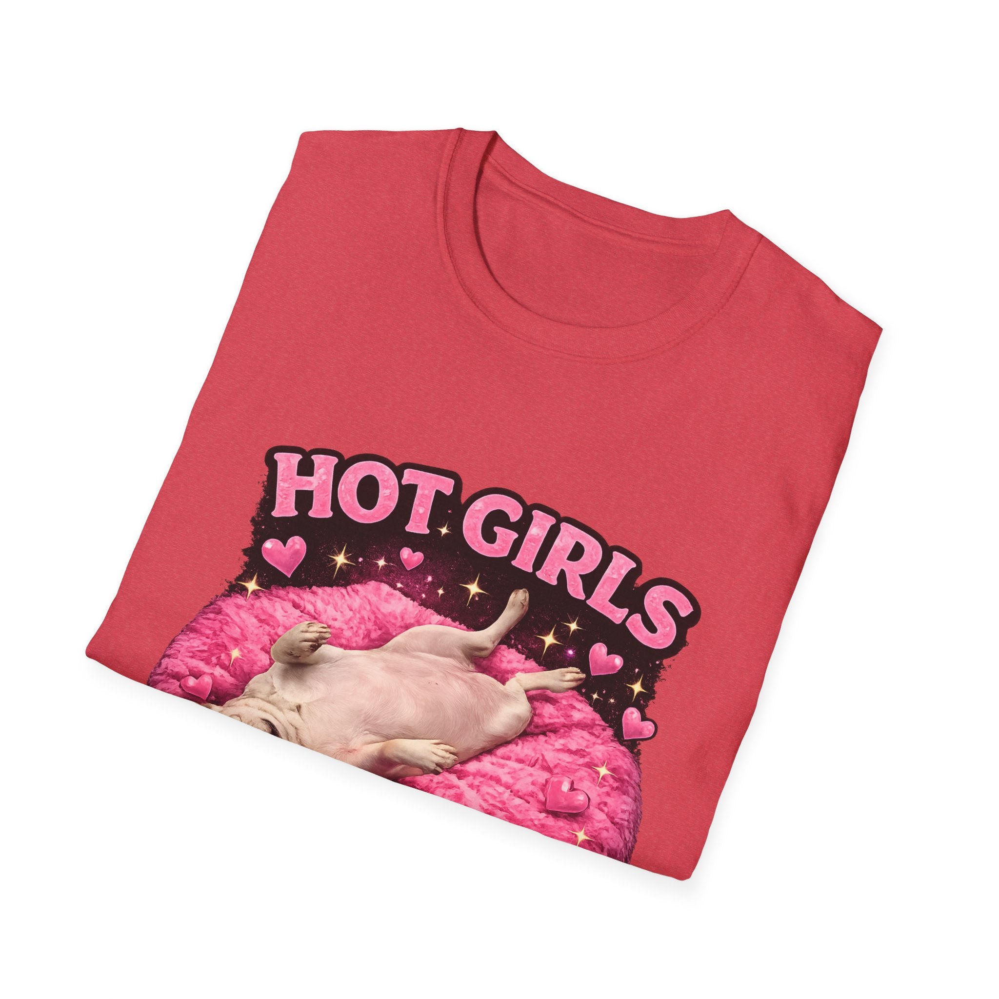 Hot Girls Sleep Like This T-Shirt | Cute Pug on Pink Donut Pillow