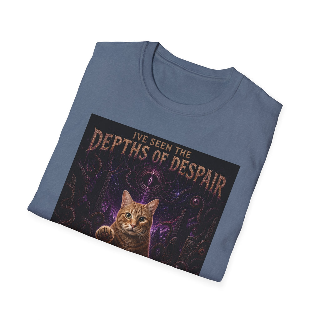 Depths of Despair Cat with Cheese, T-Shirt | Cat Illustration, Funny Quote
