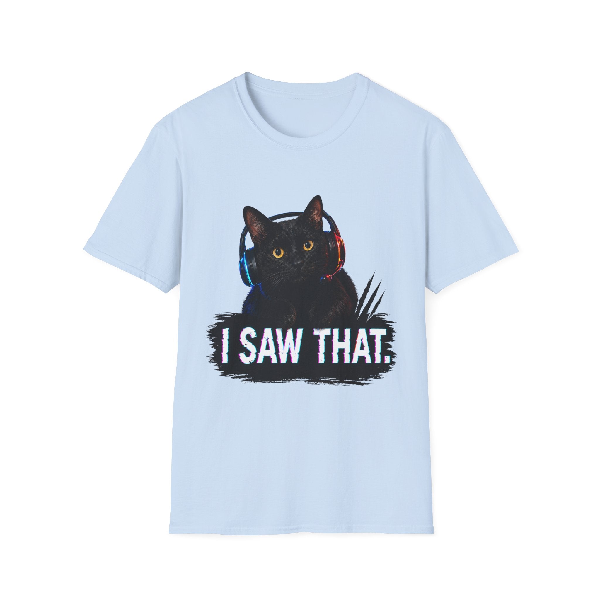 Black Cat with Headphones I Saw That T-Shirt | Funny Cat Tee