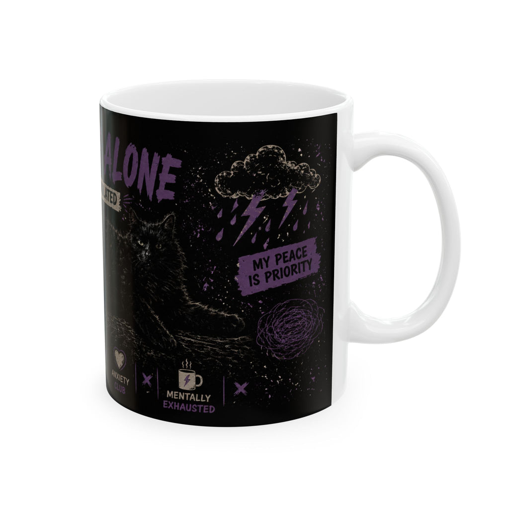 Leave Me Alone I'm Overstimulated Cat mug | Anxiety Sensory Overload ceramic mug
