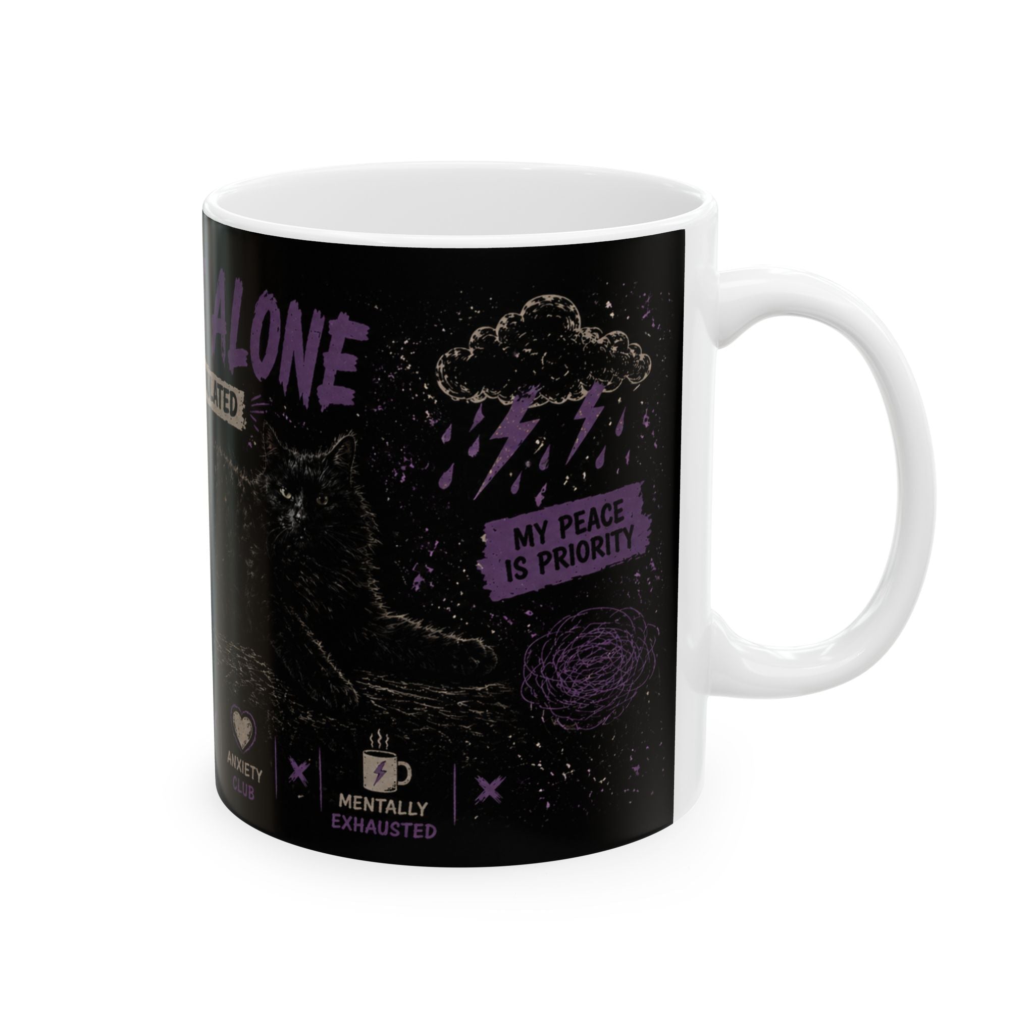Leave Me Alone I'm Overstimulated Cat mug | Anxiety Sensory Overload ceramic mug