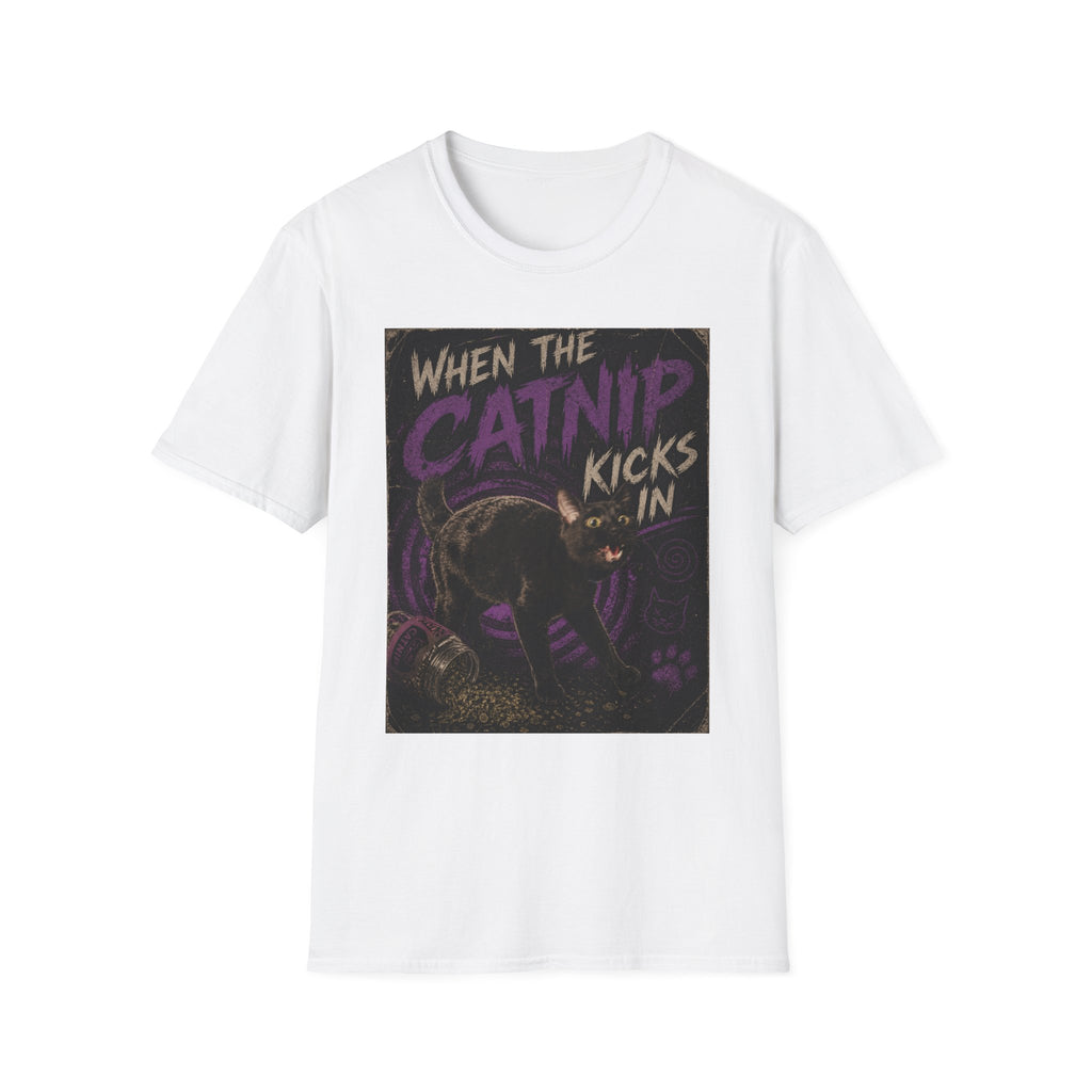When the Catnip Kicks In T-Shirt | Black Cat Vintage Poster