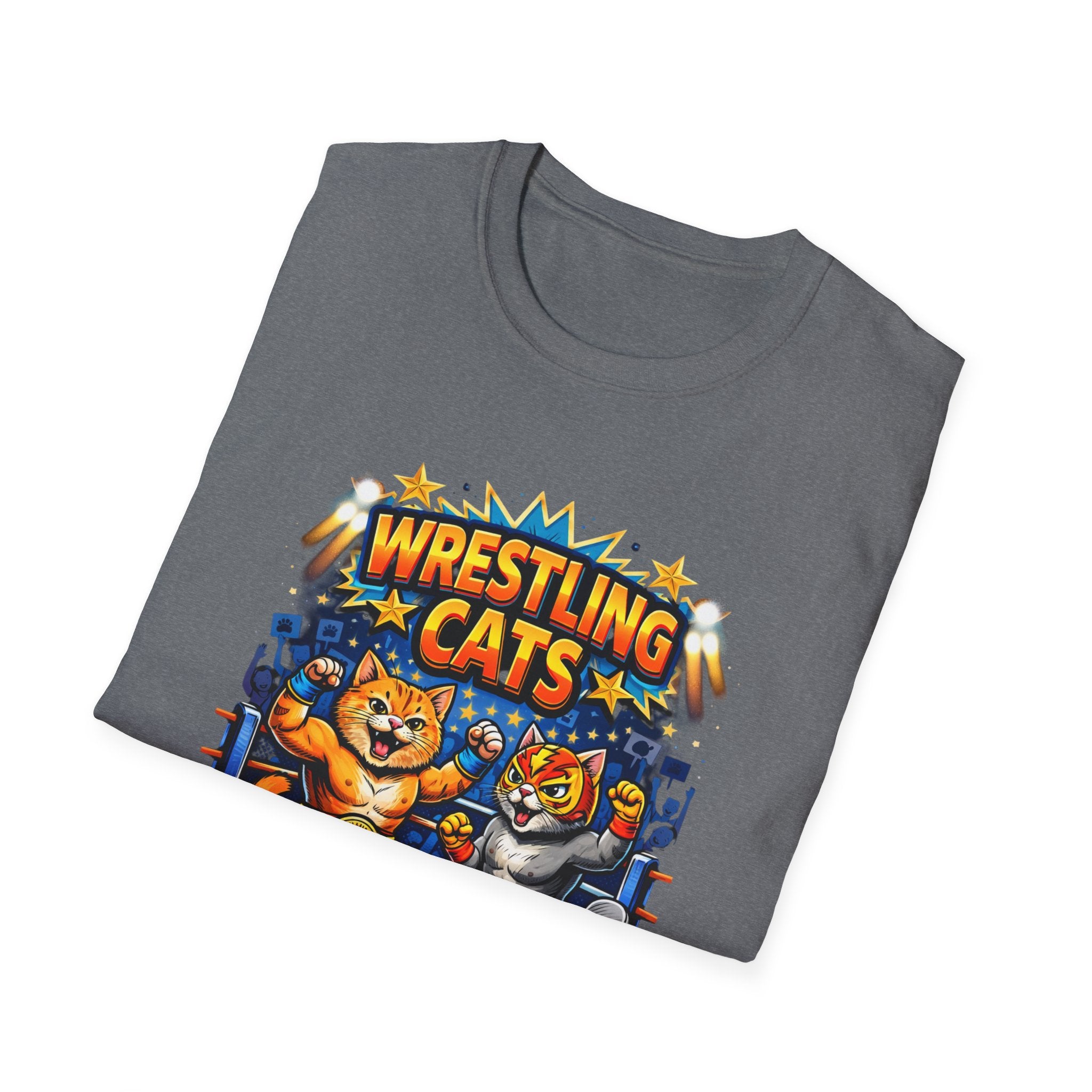 Wrestling Cats T-Shirt | Retro Cat Wrestlers Graphic Tee