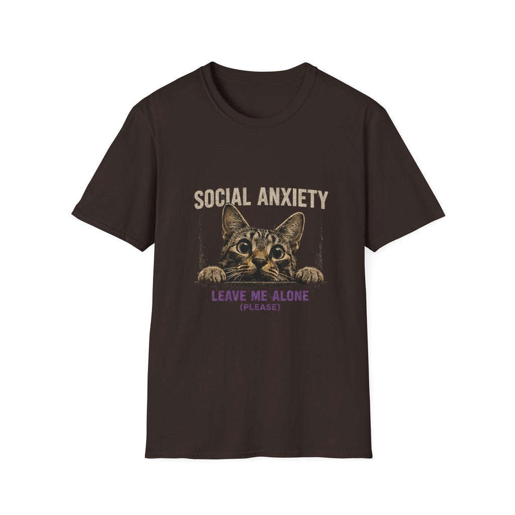 Social Anxiety Cat Leave Me Alone T-Shirt | Cat Illustration, Funny Text