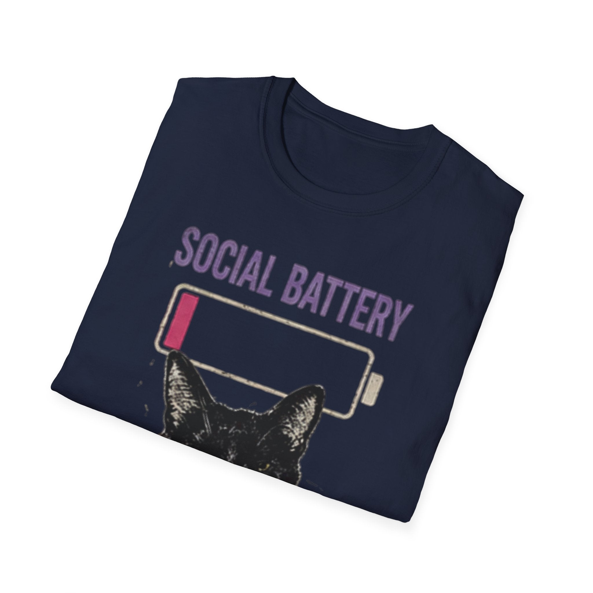 Social Battery Drained Cat T-Shirt | Low Battery Cat Shirt