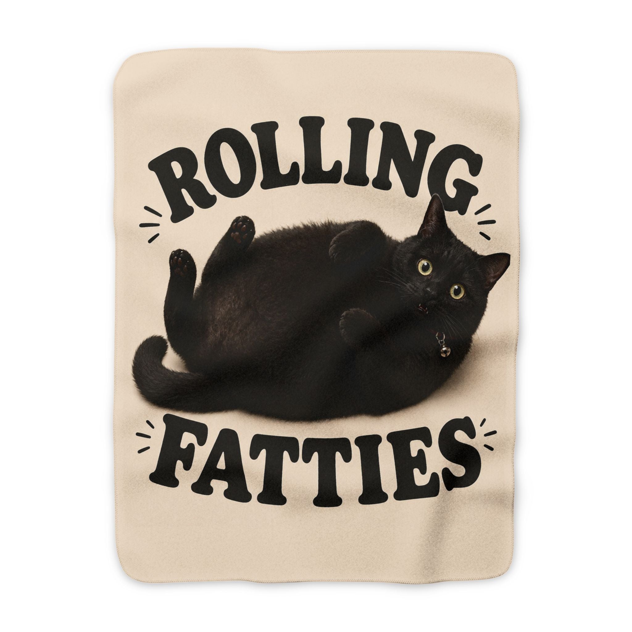 Rolling Fatties Cat Blanket | Black Cat Illustration