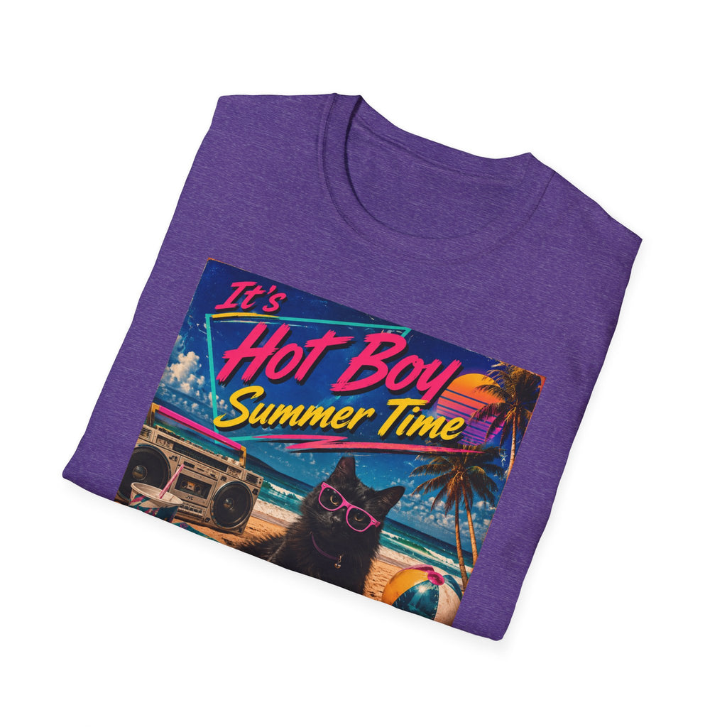 Hot Boy Summer Time cat graphic T-Shirt | retro beach vaporwave