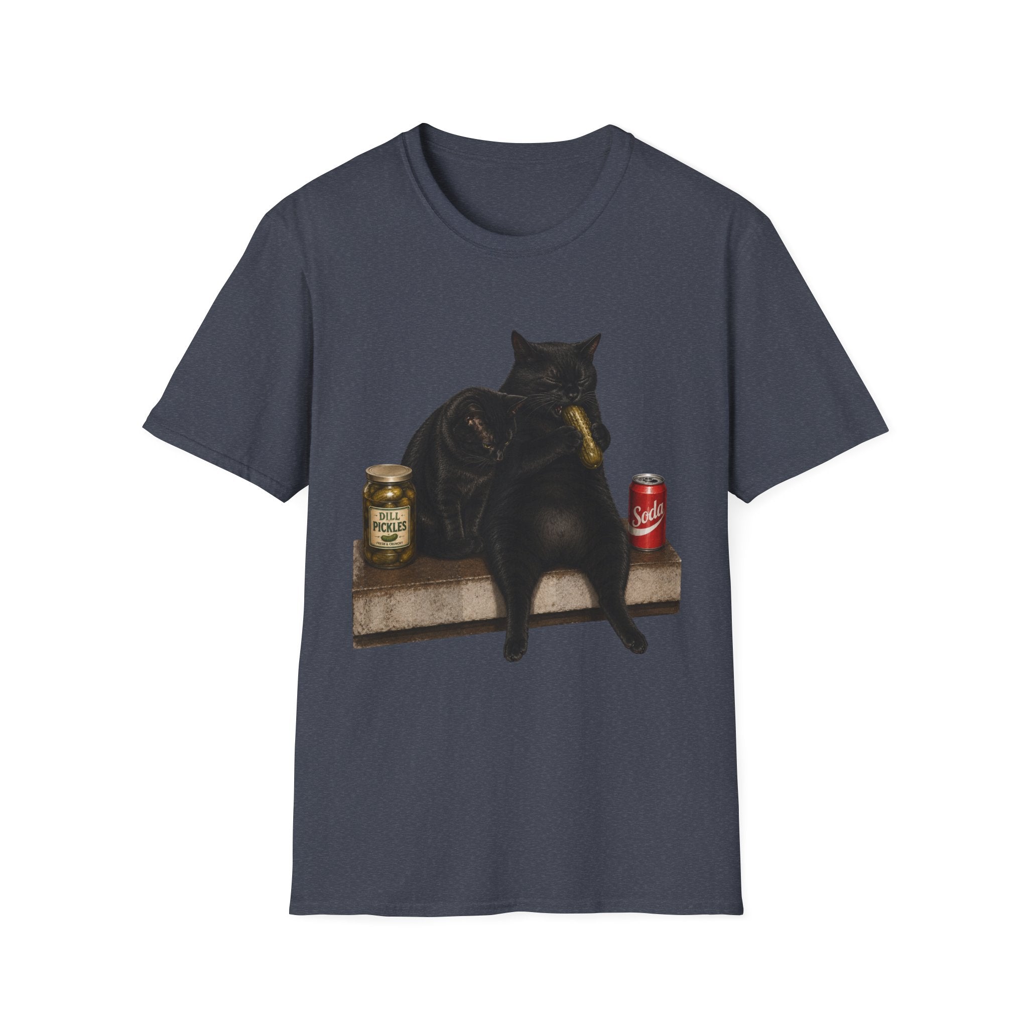 Black Cat Sitting with Drinks T-Shirt | Funny Cat Illustration