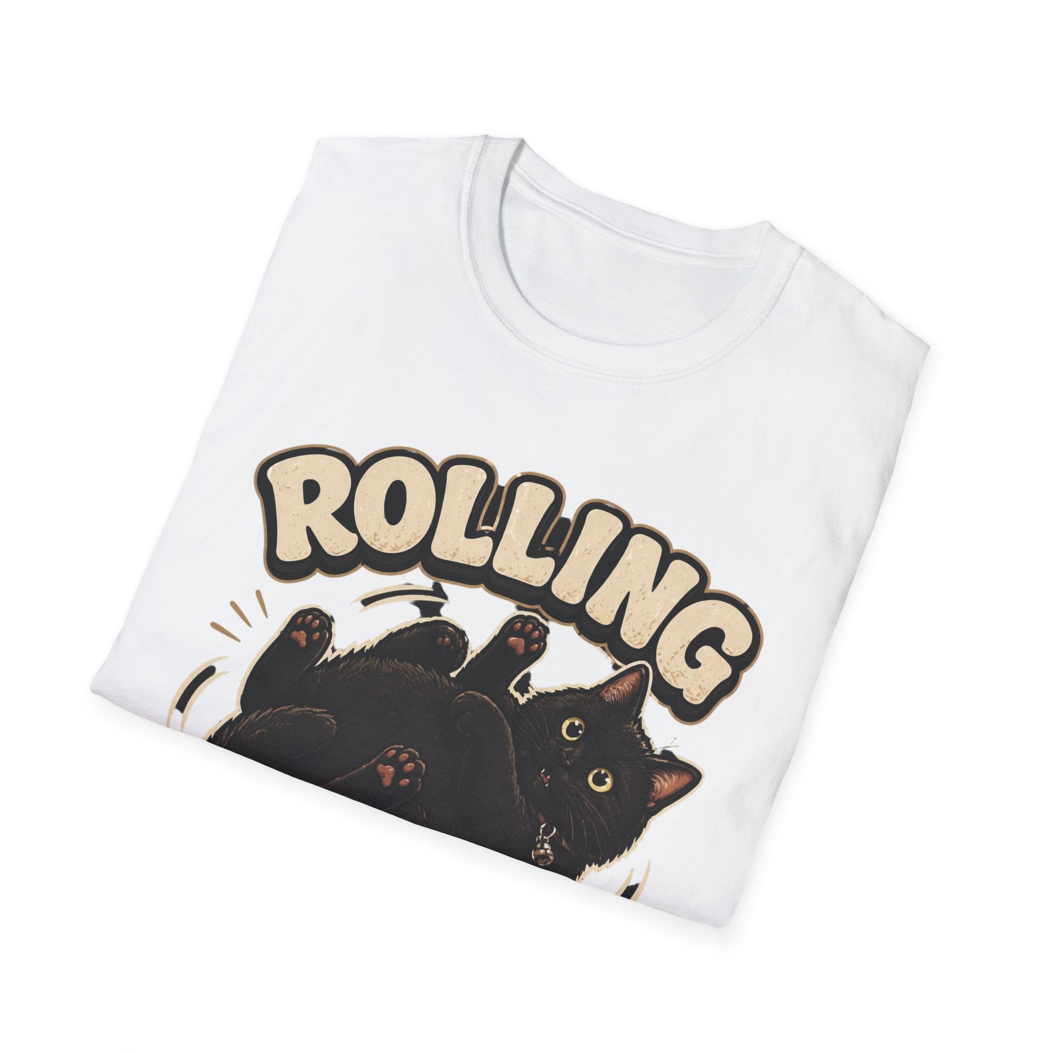 Rolling Fatties cat tee | Cute chubby black cat illustration T-Shirt