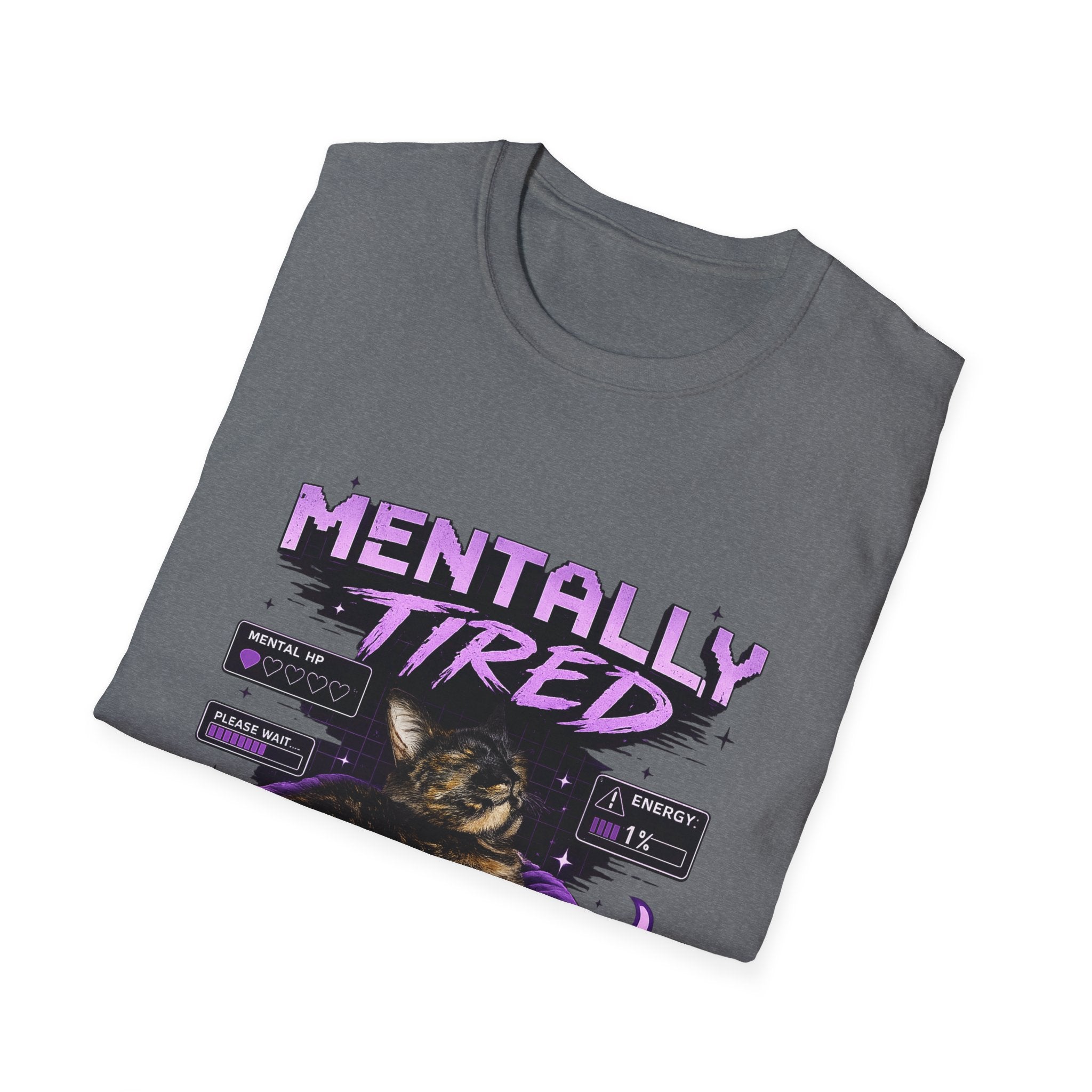 Mentally Tired Tortie Cat retro vaporwave T-Shirt | Vaporwave Cat Tee