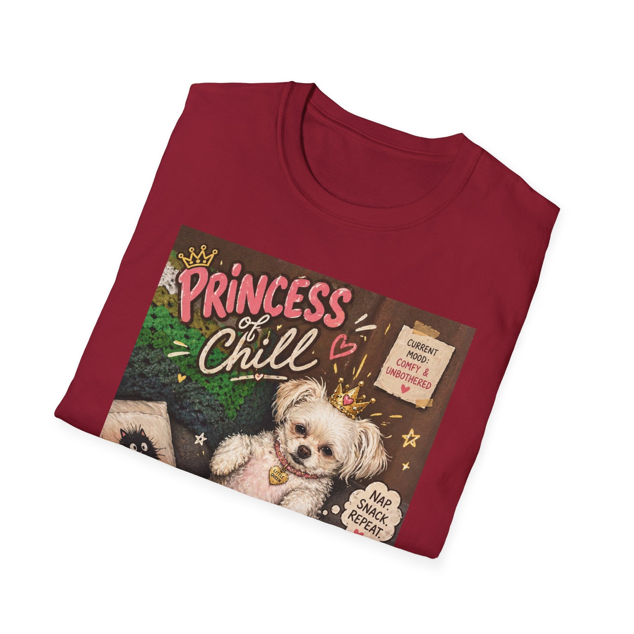 Princess and Chill Maltese Dog T-Shirt | Cute Dog Illustration