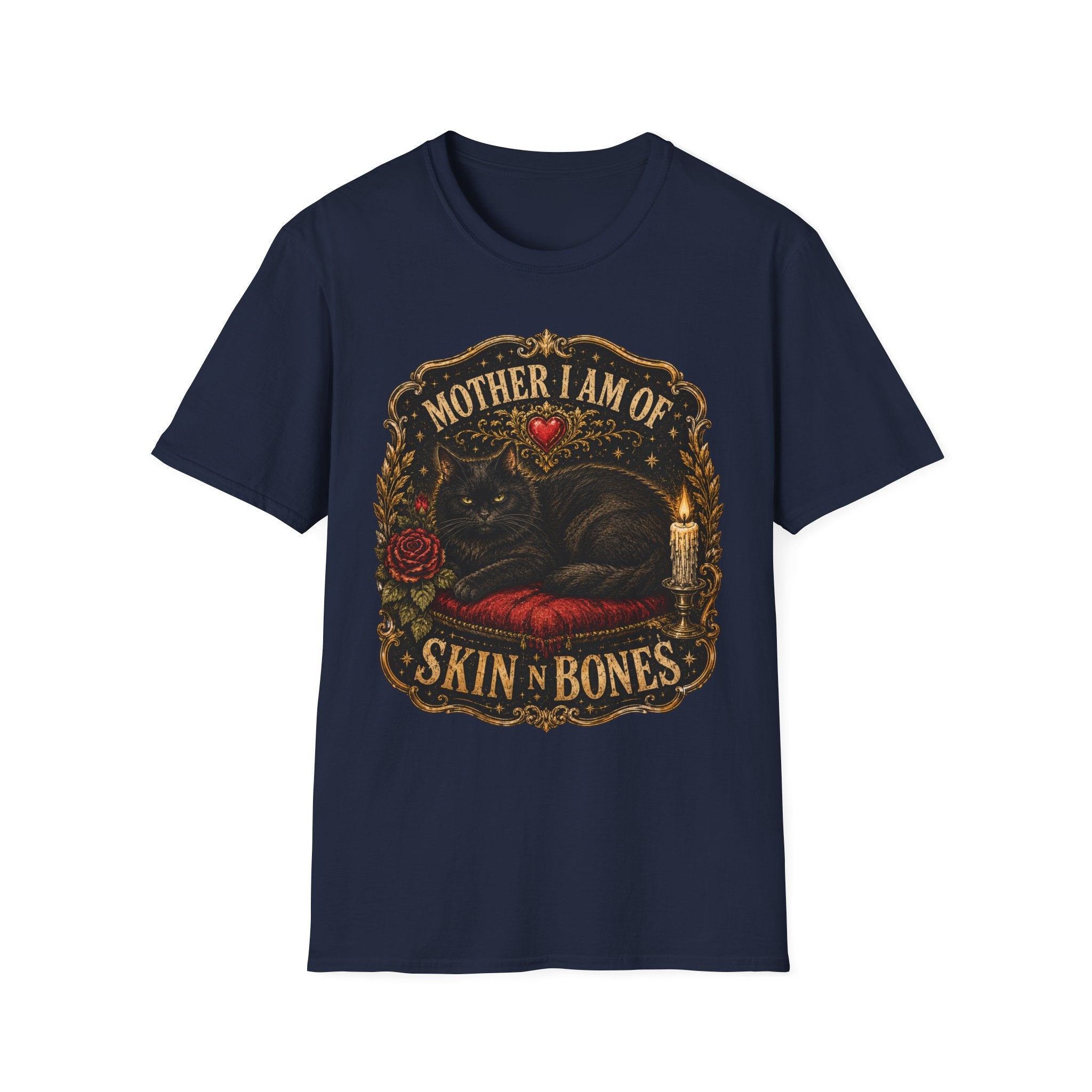 Mother I Am Of... Cat Skull Gothic T-Shirt | Black Cat, Rose, Candle