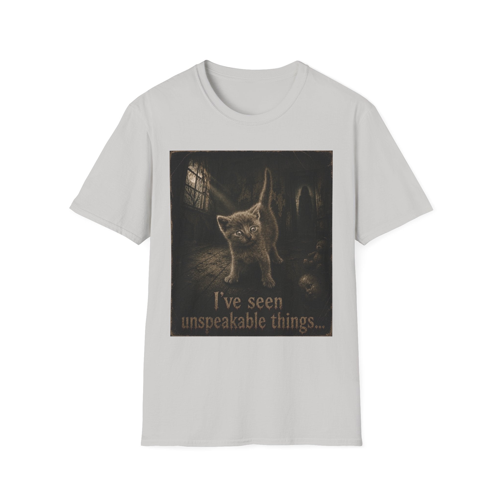 Gray Spooky Cat T-Shirt | Halloween Cat Shirt