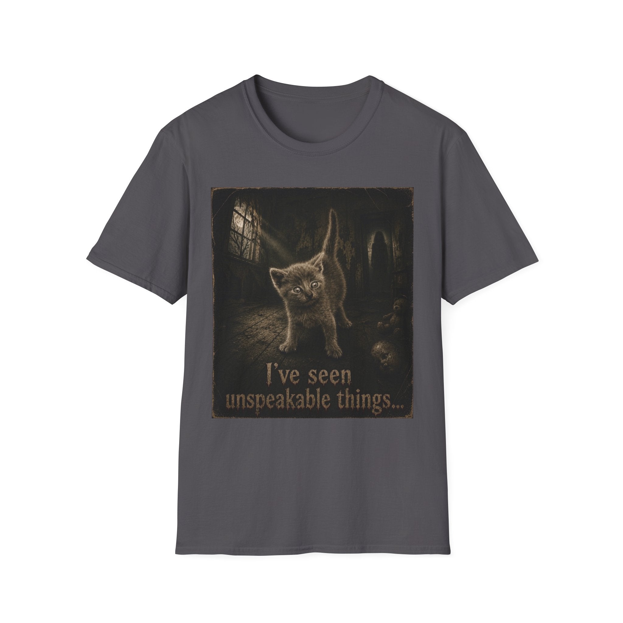 Gray Spooky Cat T-Shirt | Halloween Cat Shirt