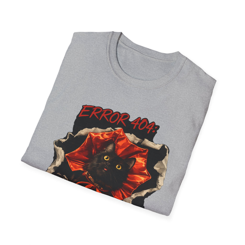 Error 404 Black Cat in Red Flower T-Shirt | Social Battery Not Found