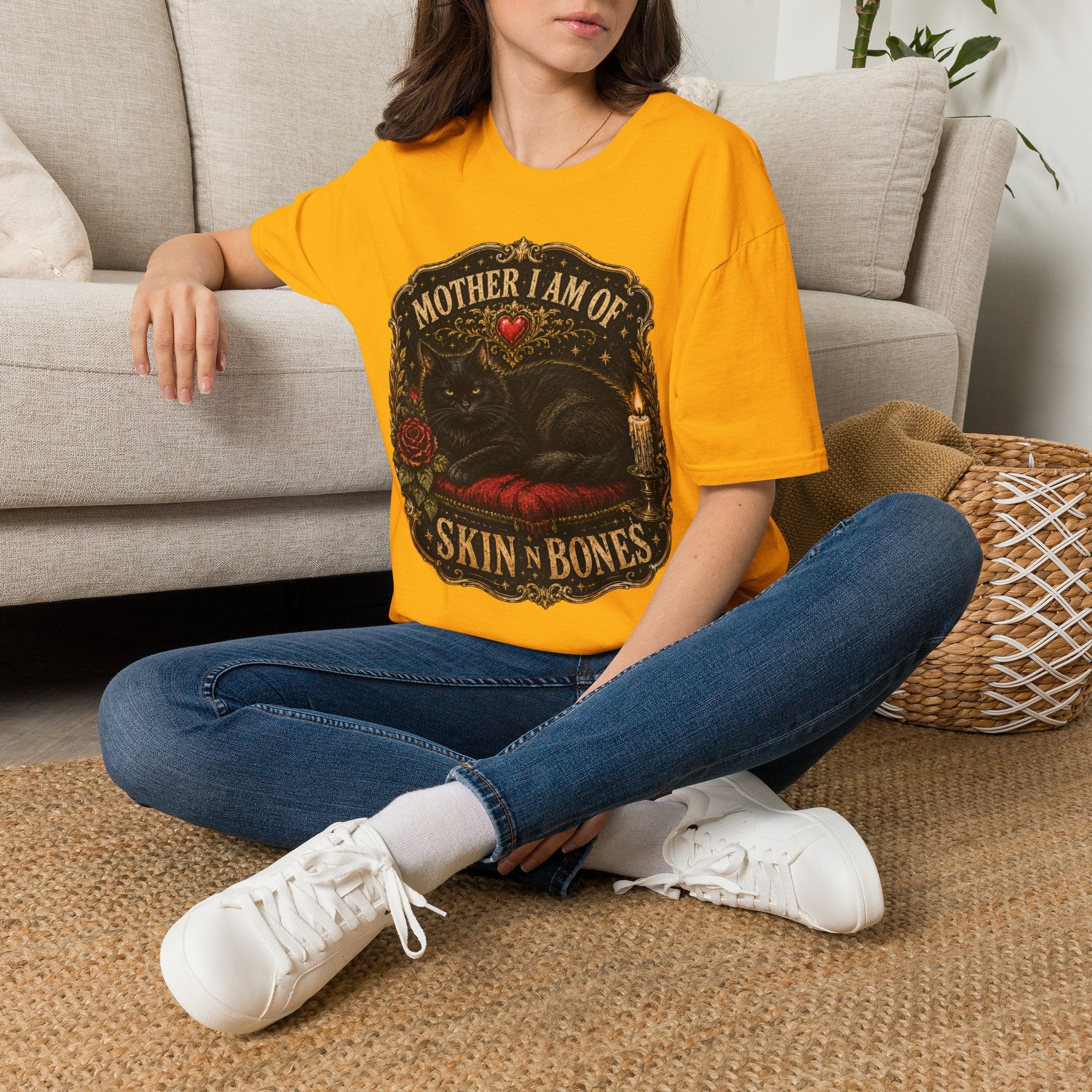 Mother I Am Of... Cat Skull Gothic T-Shirt | Black Cat, Rose, Candle