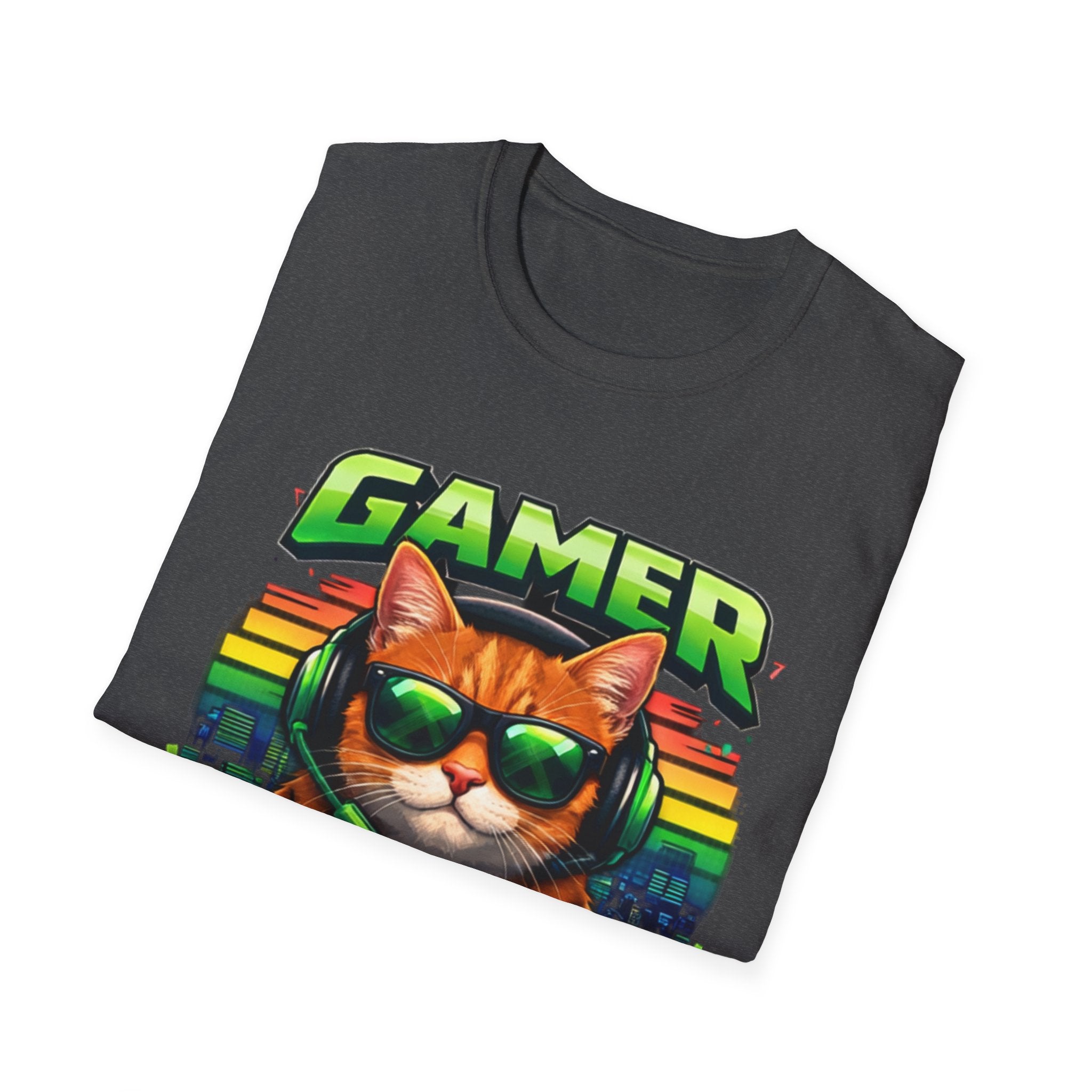 Gamer Cat with Controller T-Shirt | Eat Sleep Game Repeat