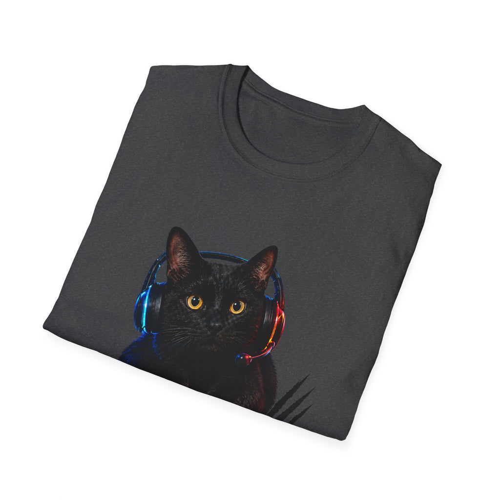 Black Cat with Headphones I Saw That T-Shirt | Funny Cat Tee