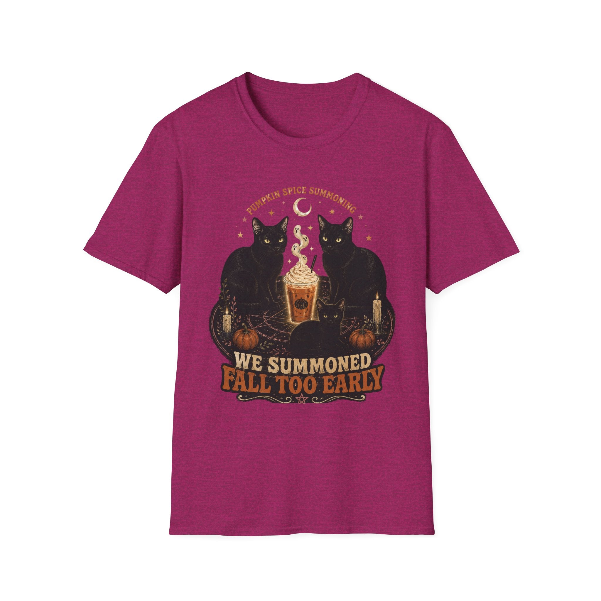 Pumpkin Spice Summoning T-Shirt | Black Cats, Fall Latte Illustration