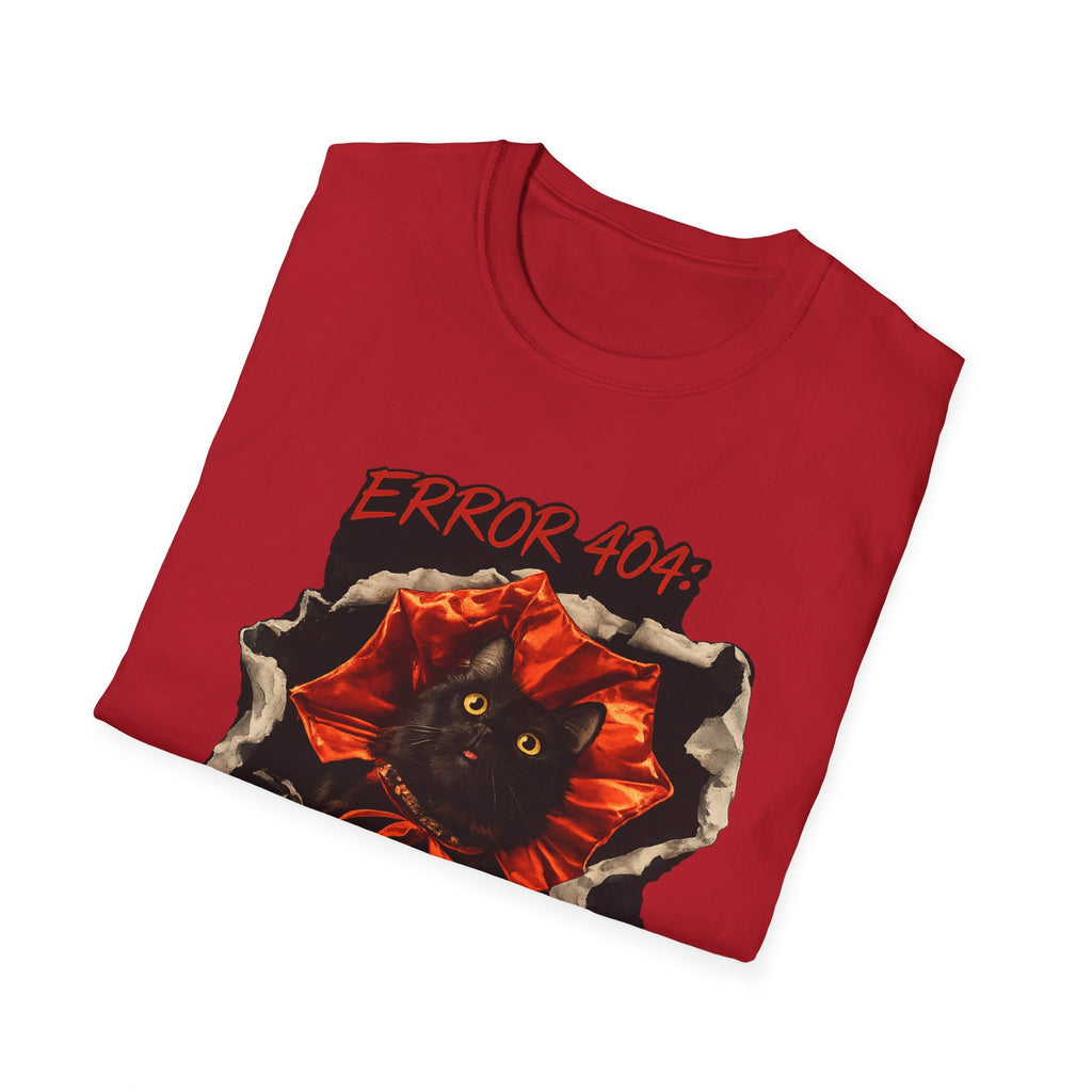 Error 404 Black Cat in Red Flower T-Shirt | Social Battery Not Found