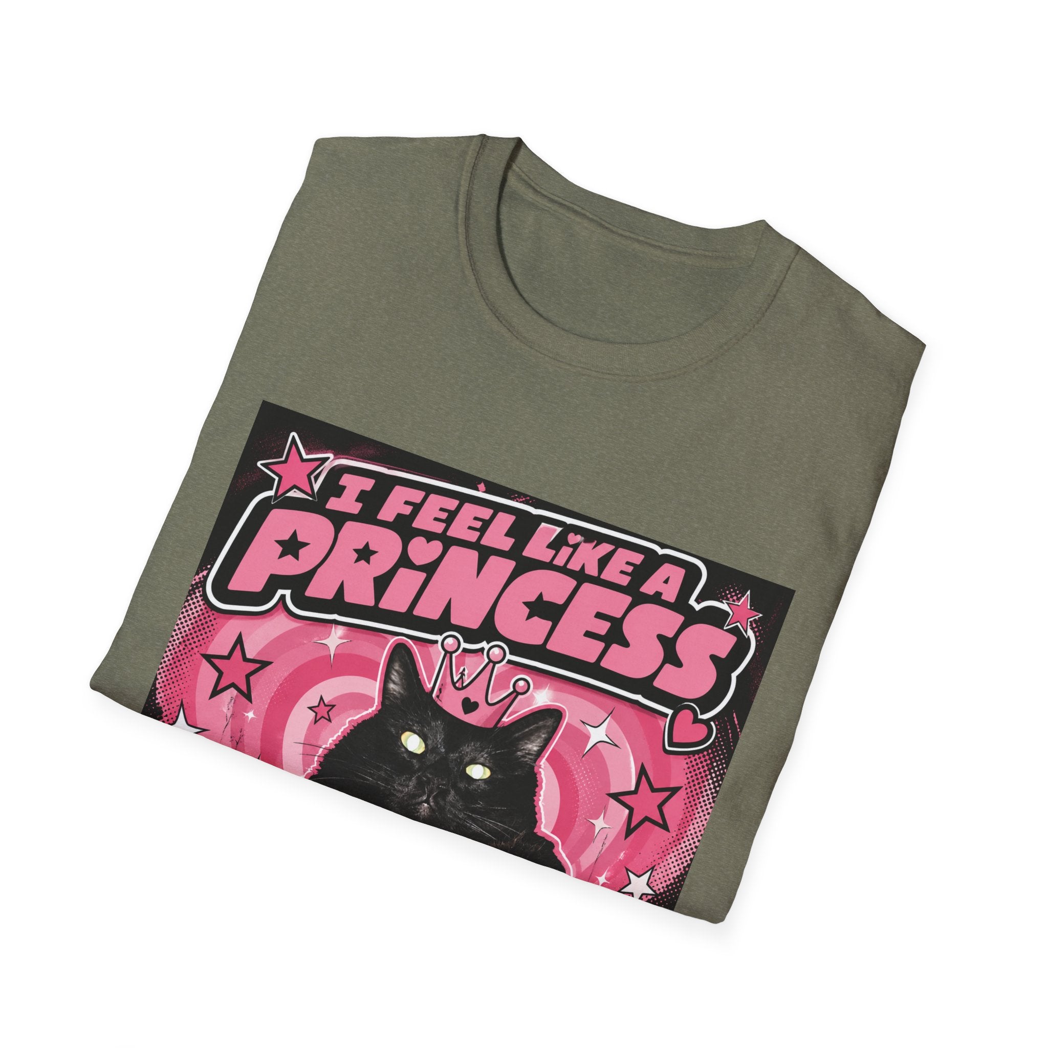 I Feel Like a Princess cat T-Shirt | Black Cat, Pink Retro Design