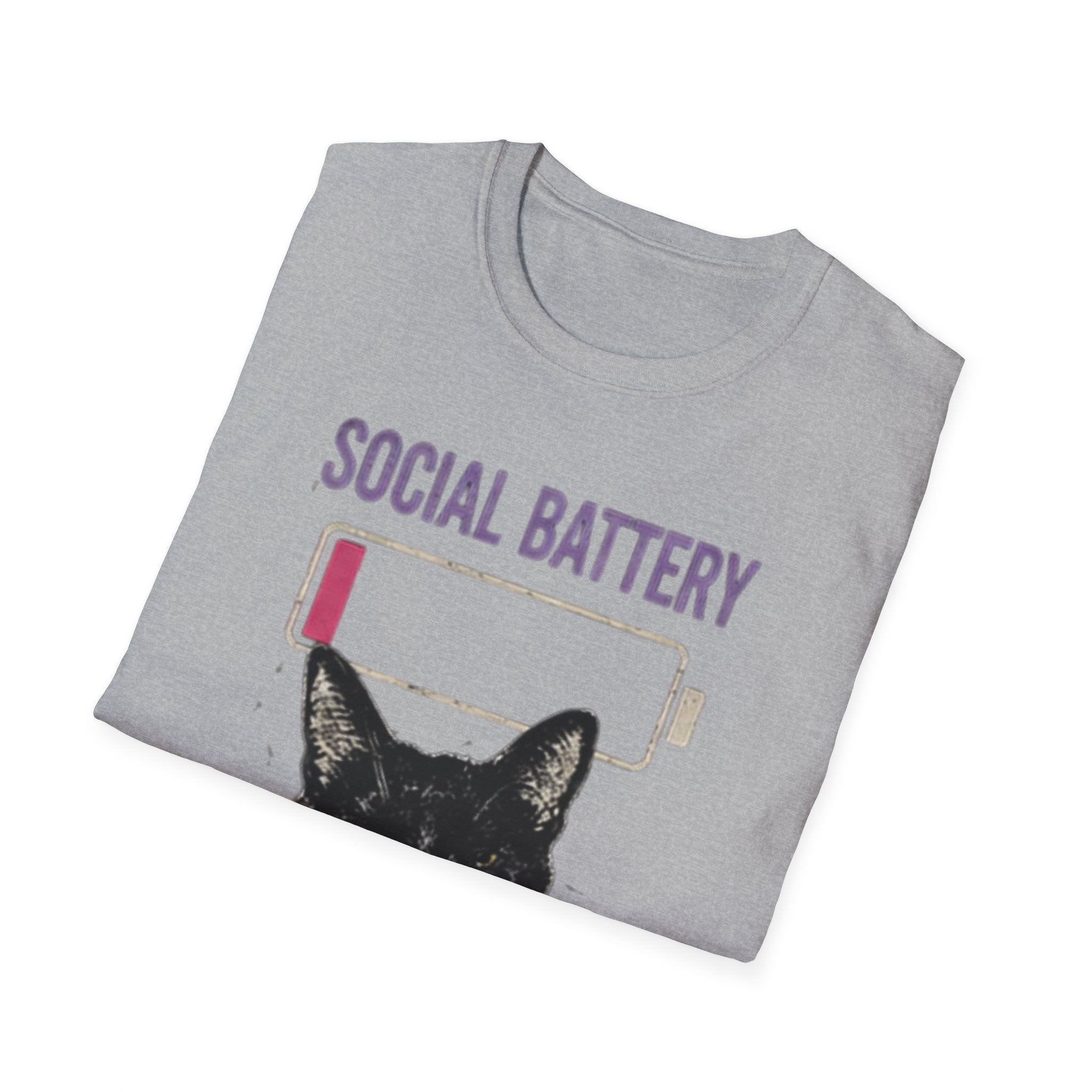 Social Battery Drained Cat T-Shirt | Low Battery Cat Shirt