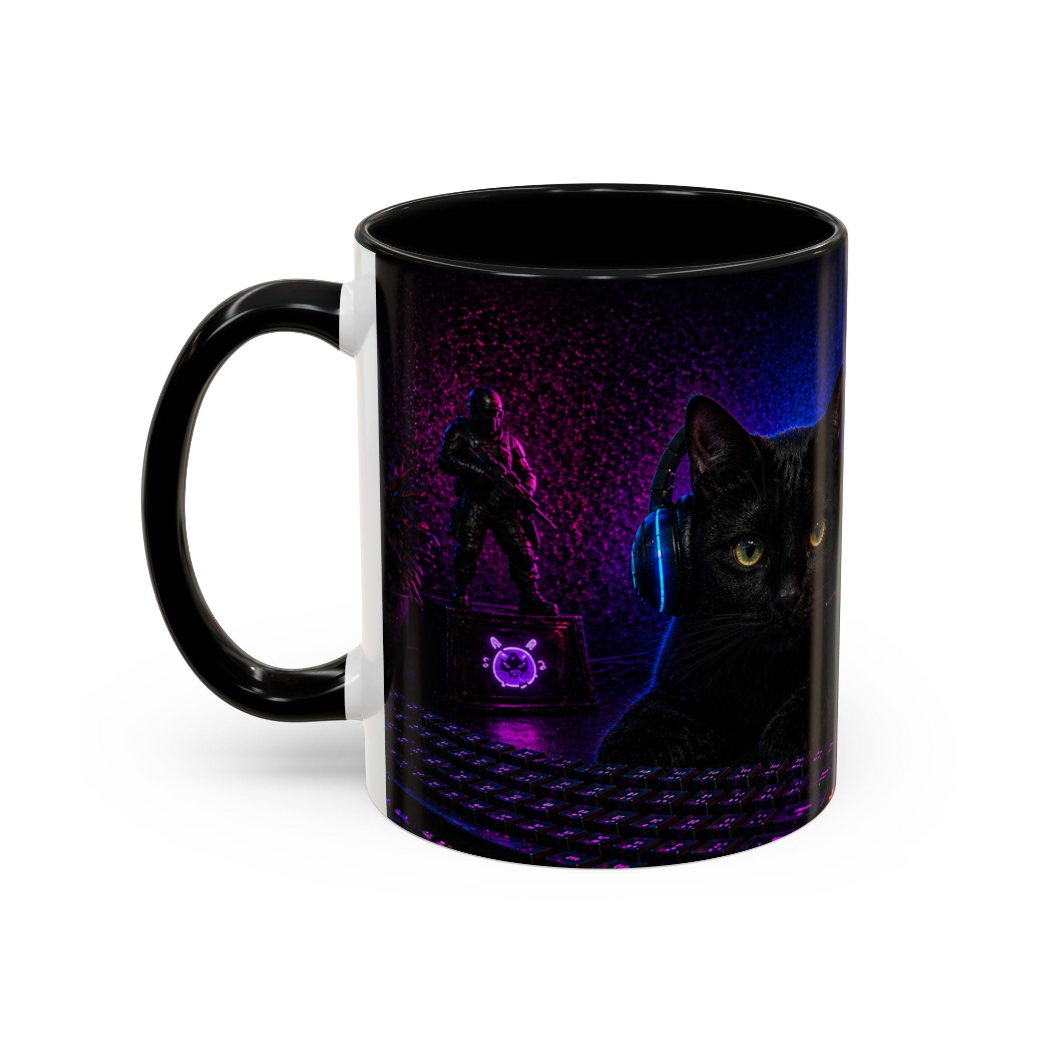 PAWS Pause Snack Game Repeat Cat Coffee Mug | Neon Gaming Cat Mug