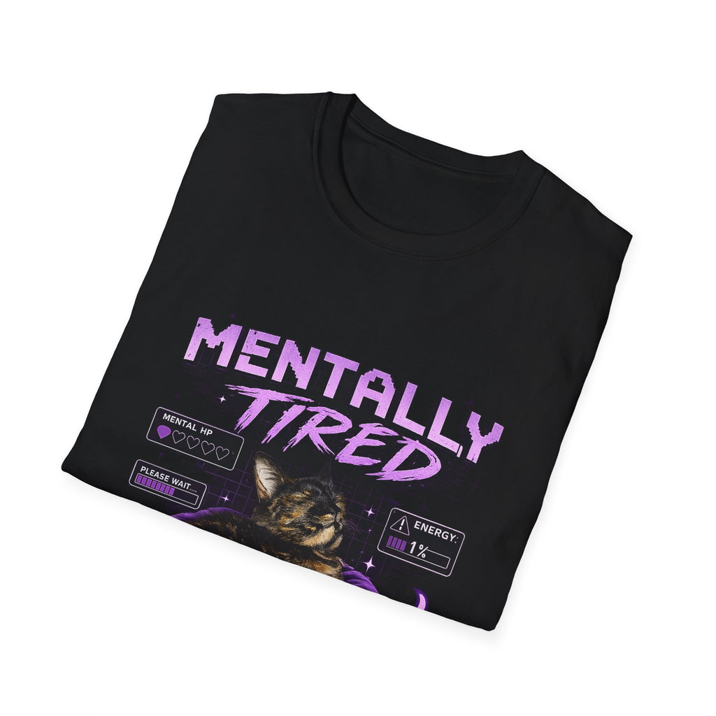 Mentally Tired Tortie Cat retro vaporwave T-Shirt | Vaporwave Cat Tee