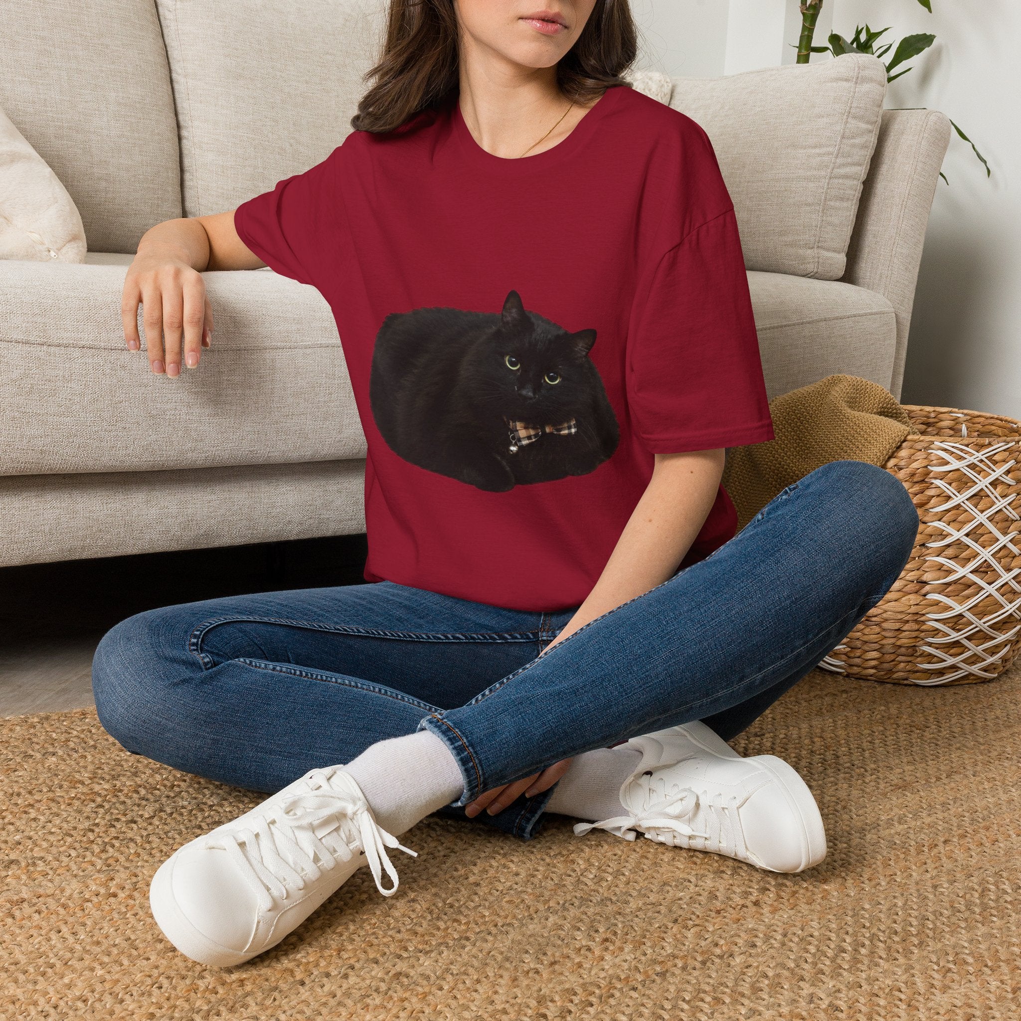 Peeking Black Cat T-Shirt | Minimal Cat Illustration
