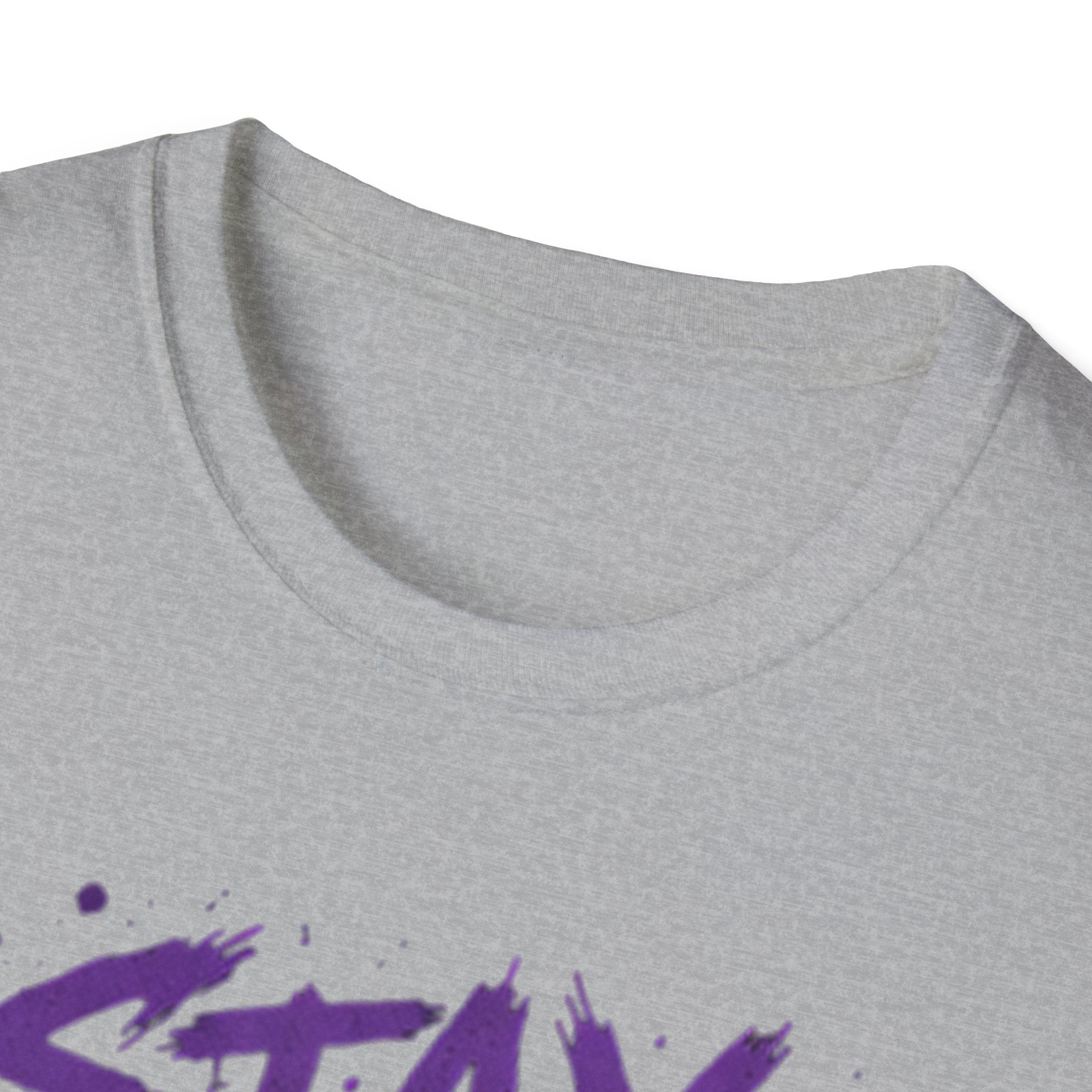 Stay Feral Cat Illustration T-Shirt | Black Cat, Purple Graffiti Text