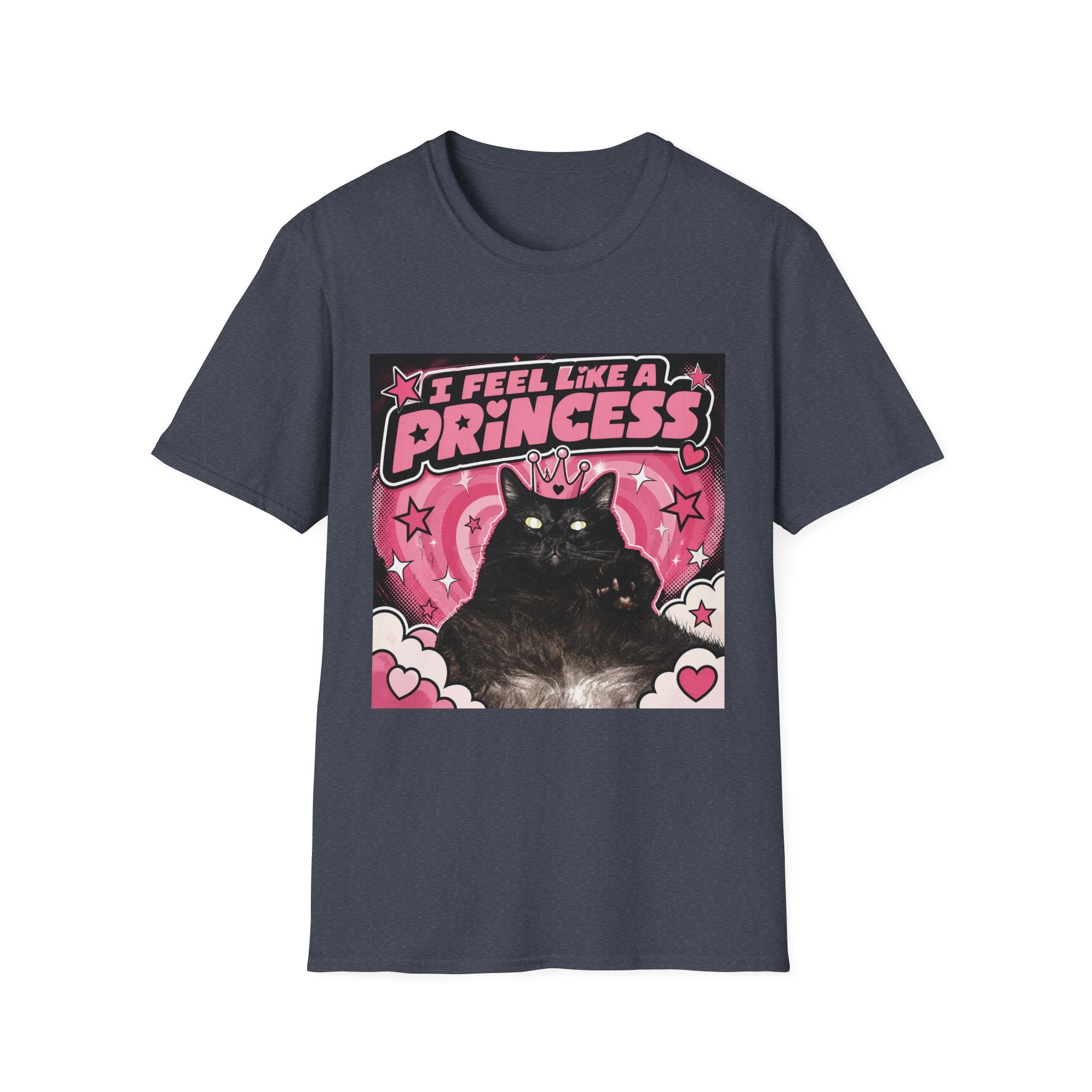 I Feel Like a Princess cat T-Shirt | Black Cat, Pink Retro Design