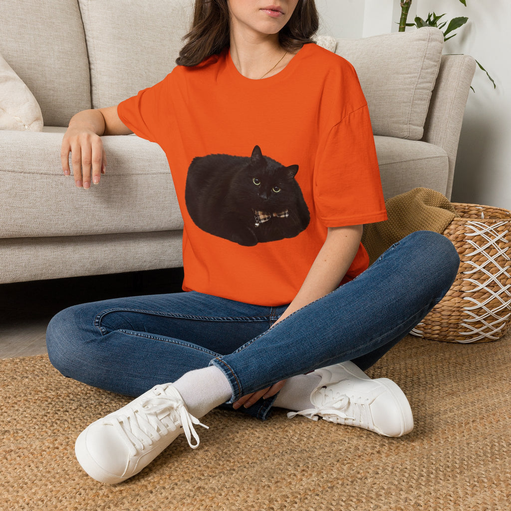 Peeking Black Cat T-Shirt | Minimal Cat Illustration
