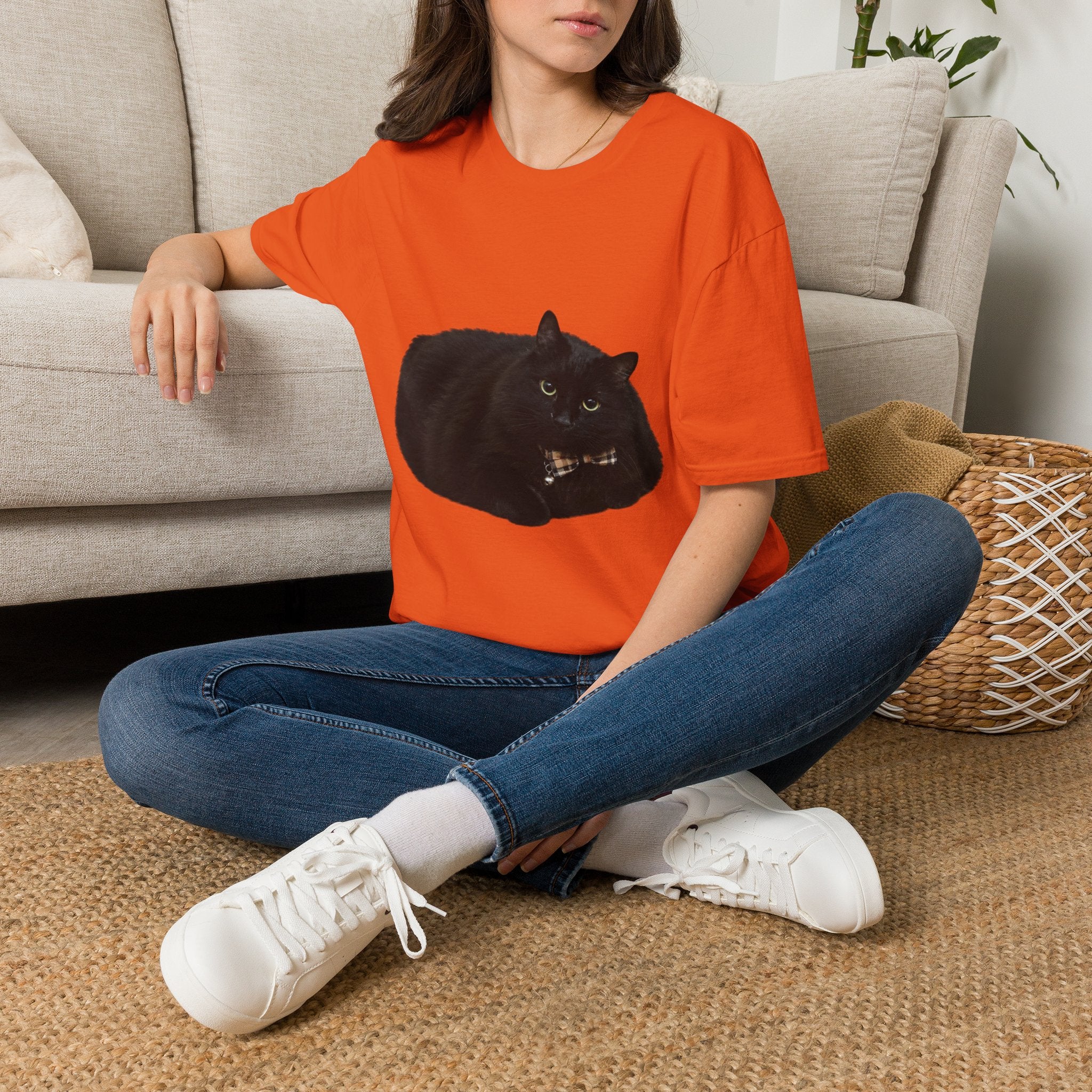 Peeking Black Cat T-Shirt | Minimal Cat Illustration