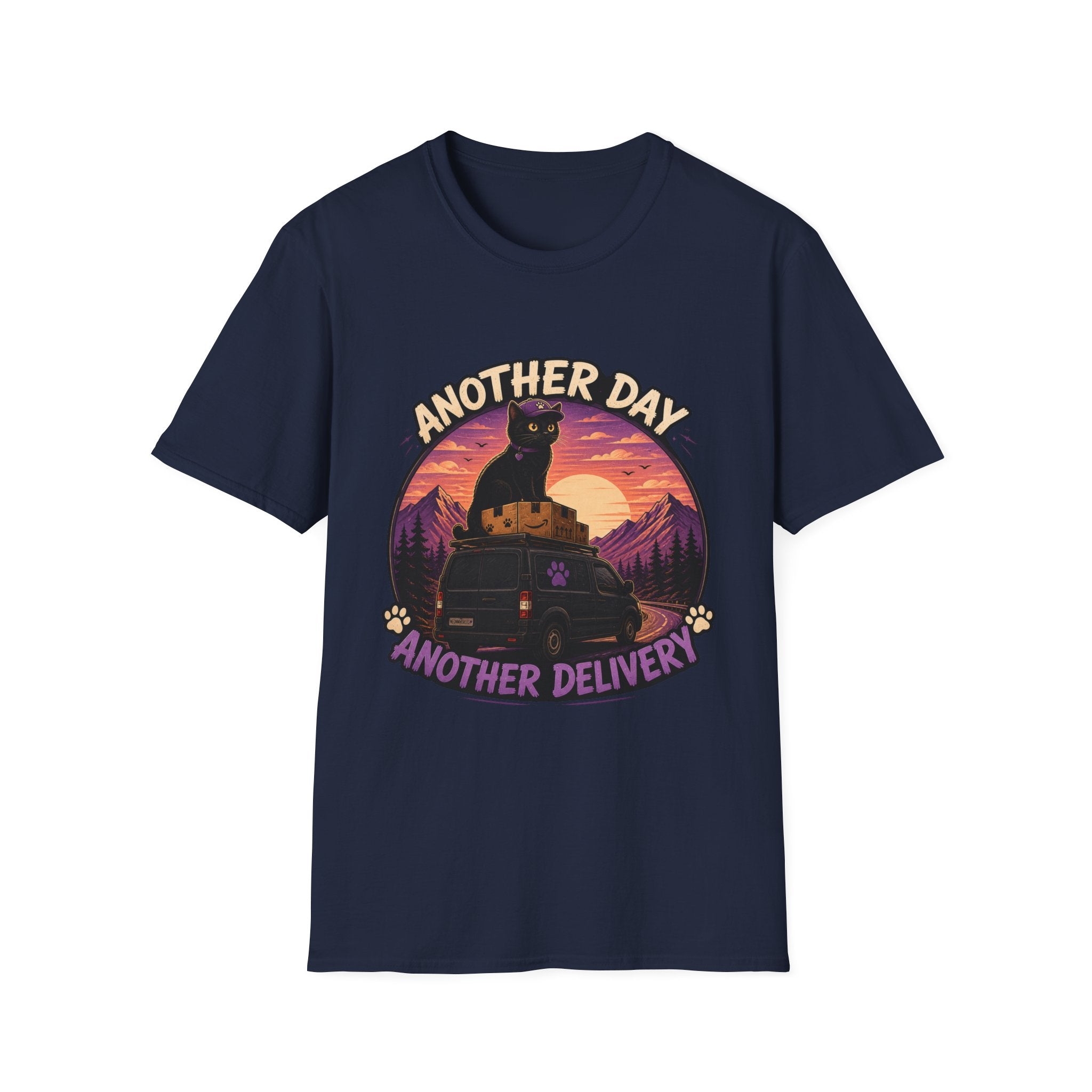 Another Day Another Delivery cat sunset T-Shirt | Delivery Cat Graphic Tee
