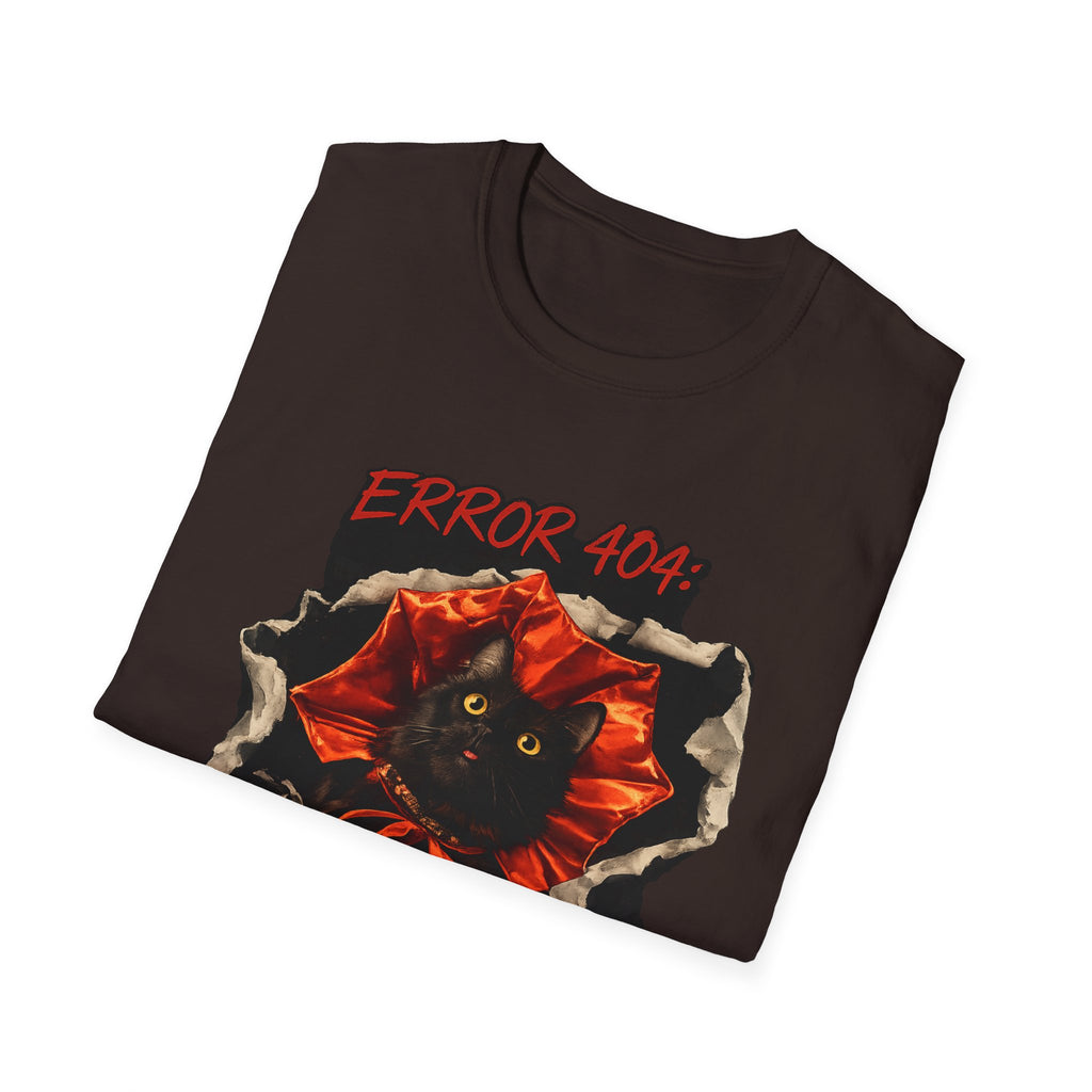 Error 404 Black Cat in Red Flower T-Shirt | Social Battery Not Found