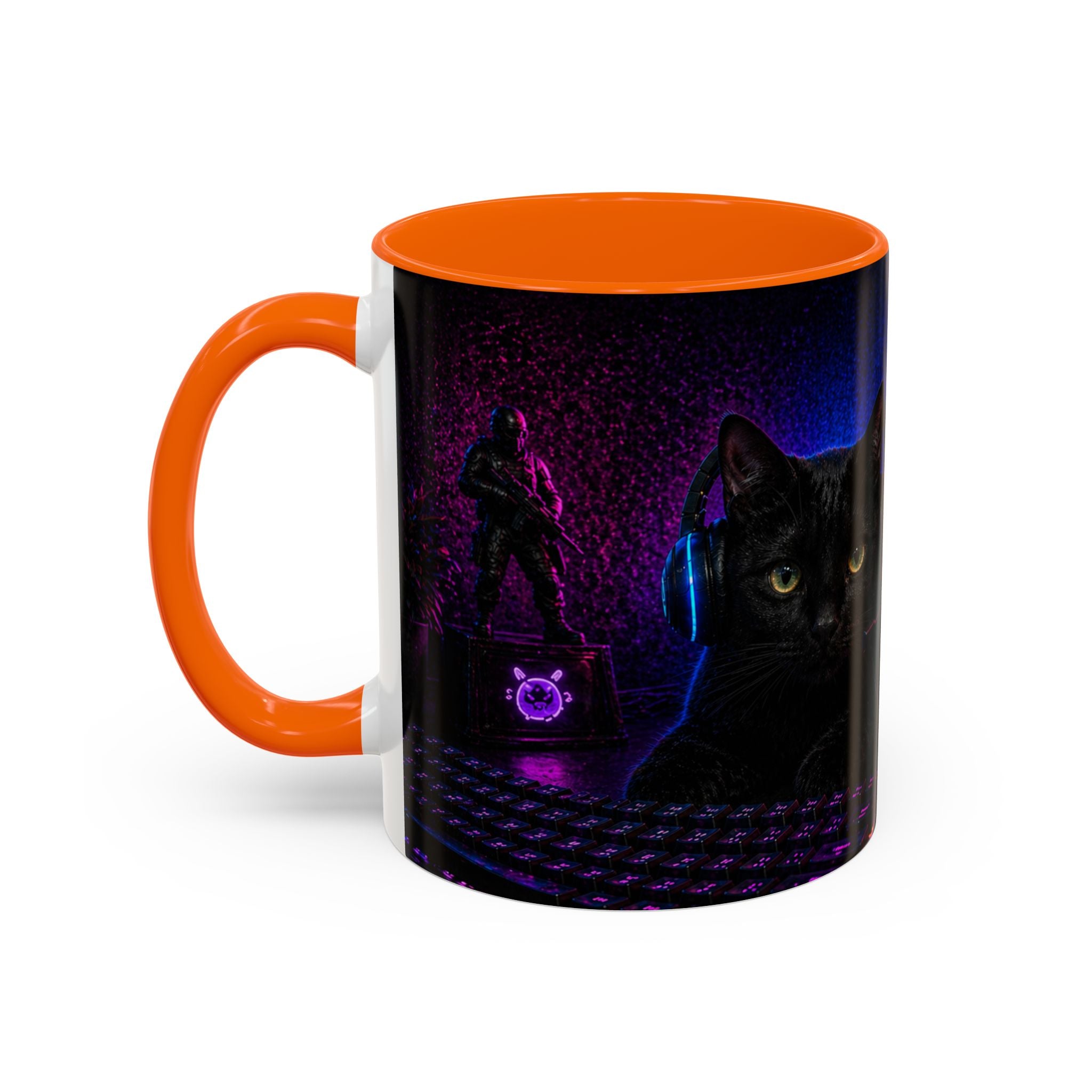 PAWS Pause Snack Game Repeat Cat Coffee Mug | Neon Gaming Cat Mug