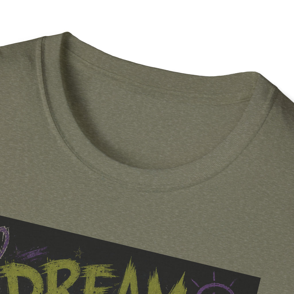 Dream of Pickles cat illustration T-Shirt | whimsical night scene, purple text