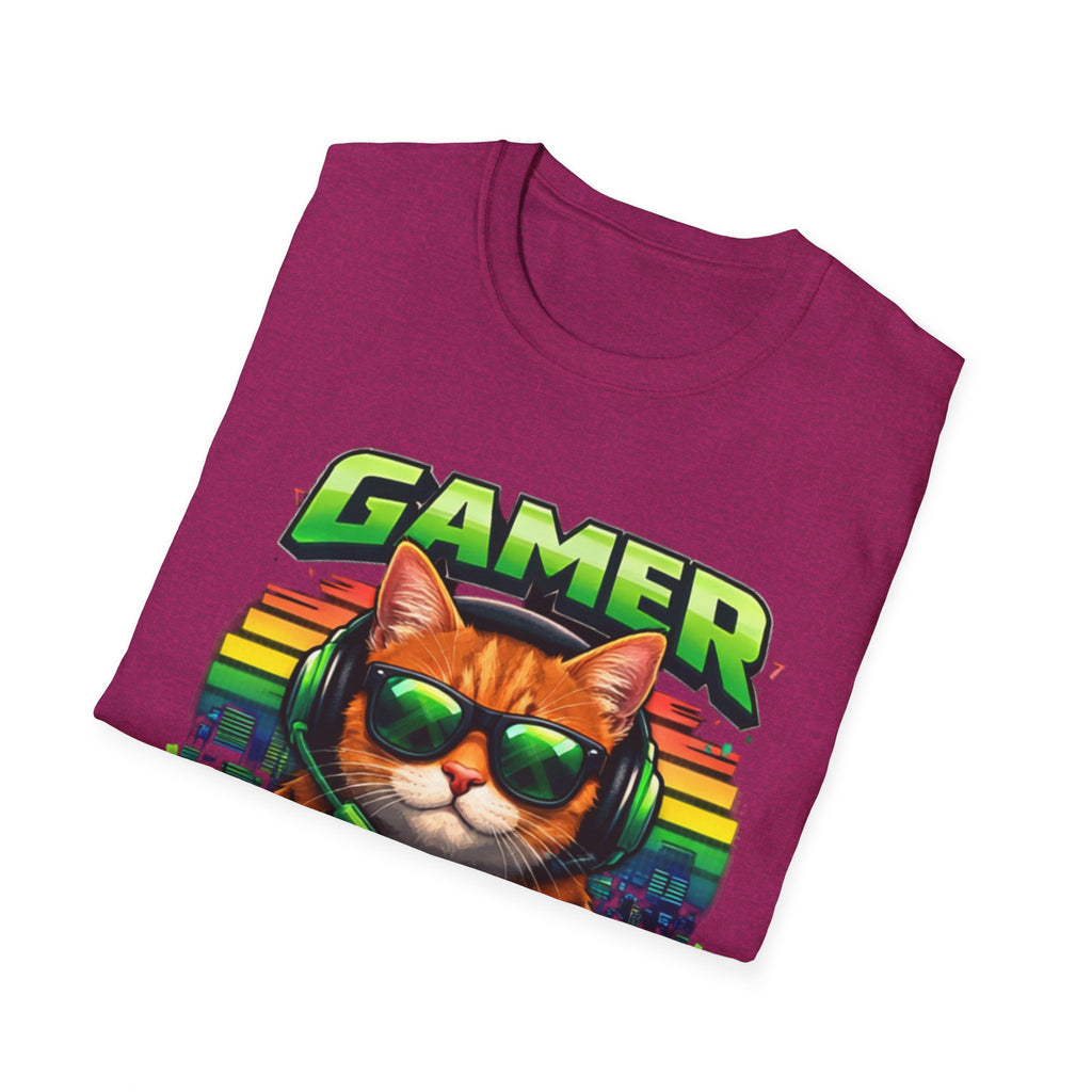 Gamer Cat with Controller T-Shirt | Eat Sleep Game Repeat